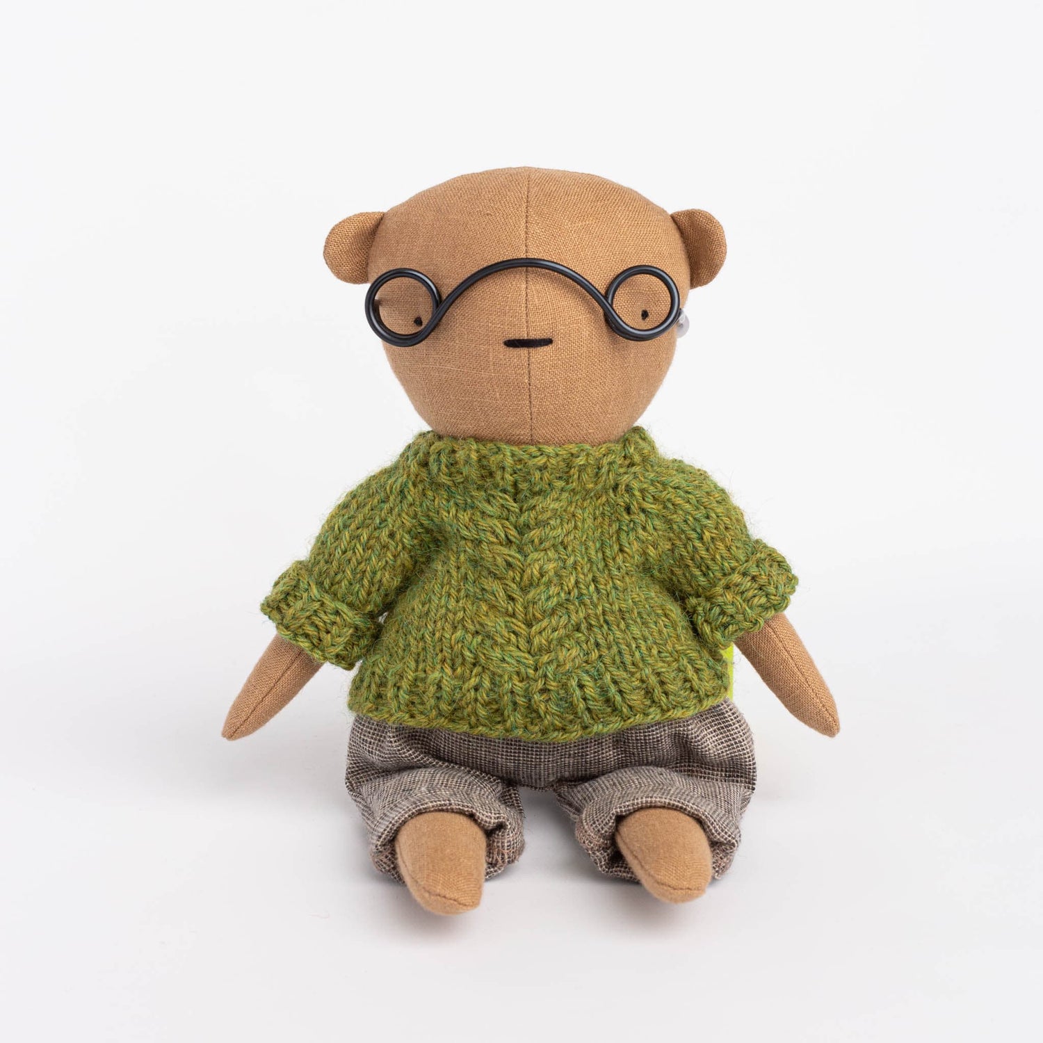 Cozymoss Soft Toys Bear Murmur - Handmade Soft Linen Toy Bear with Clothes Set
