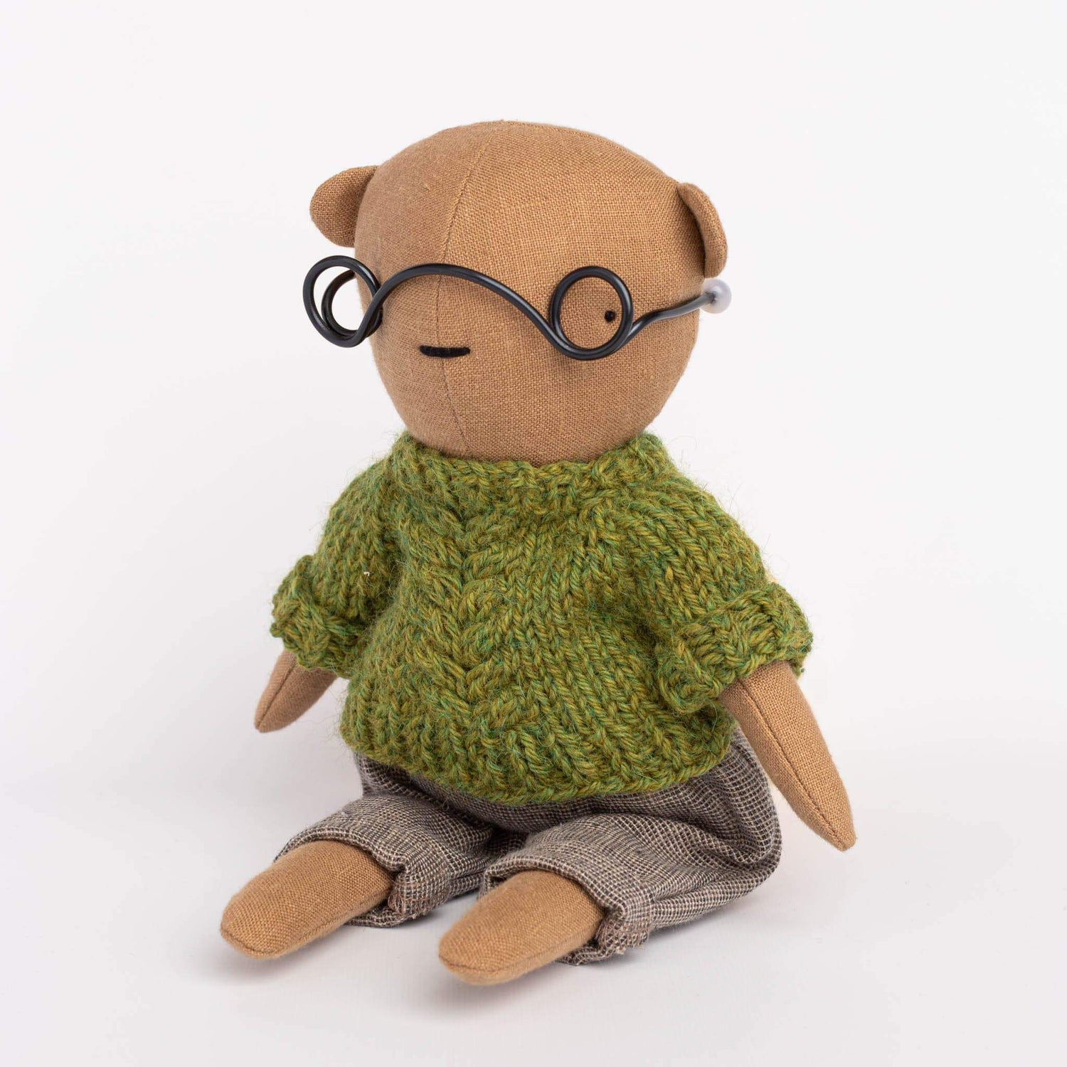 Cozymoss Soft Toys Bear Murmur - Handmade Soft Linen Toy Bear with Clothes Set