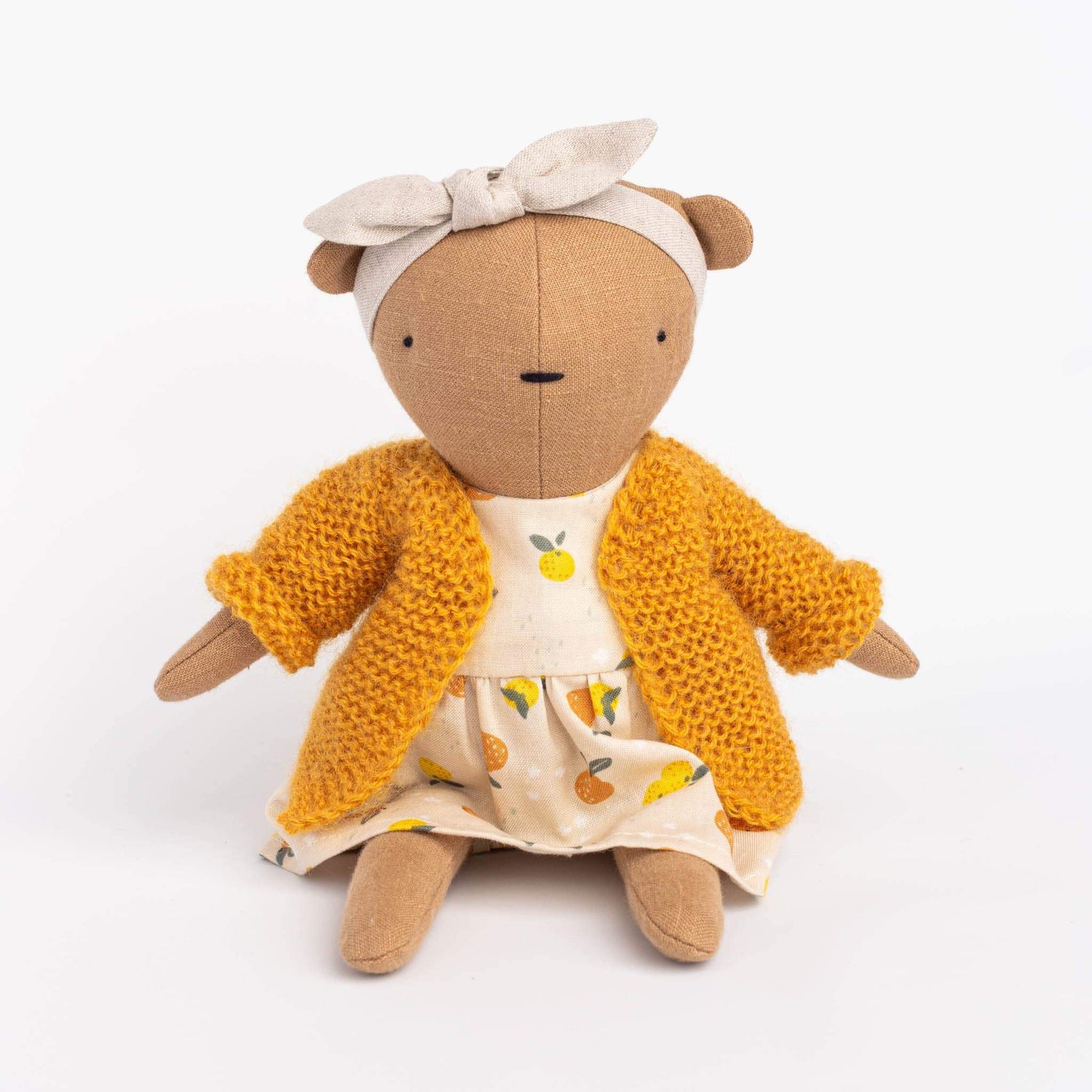 Cozymoss Soft Toys Bear Spice - Handmade Soft Linen Toy Bear with Clothes Set