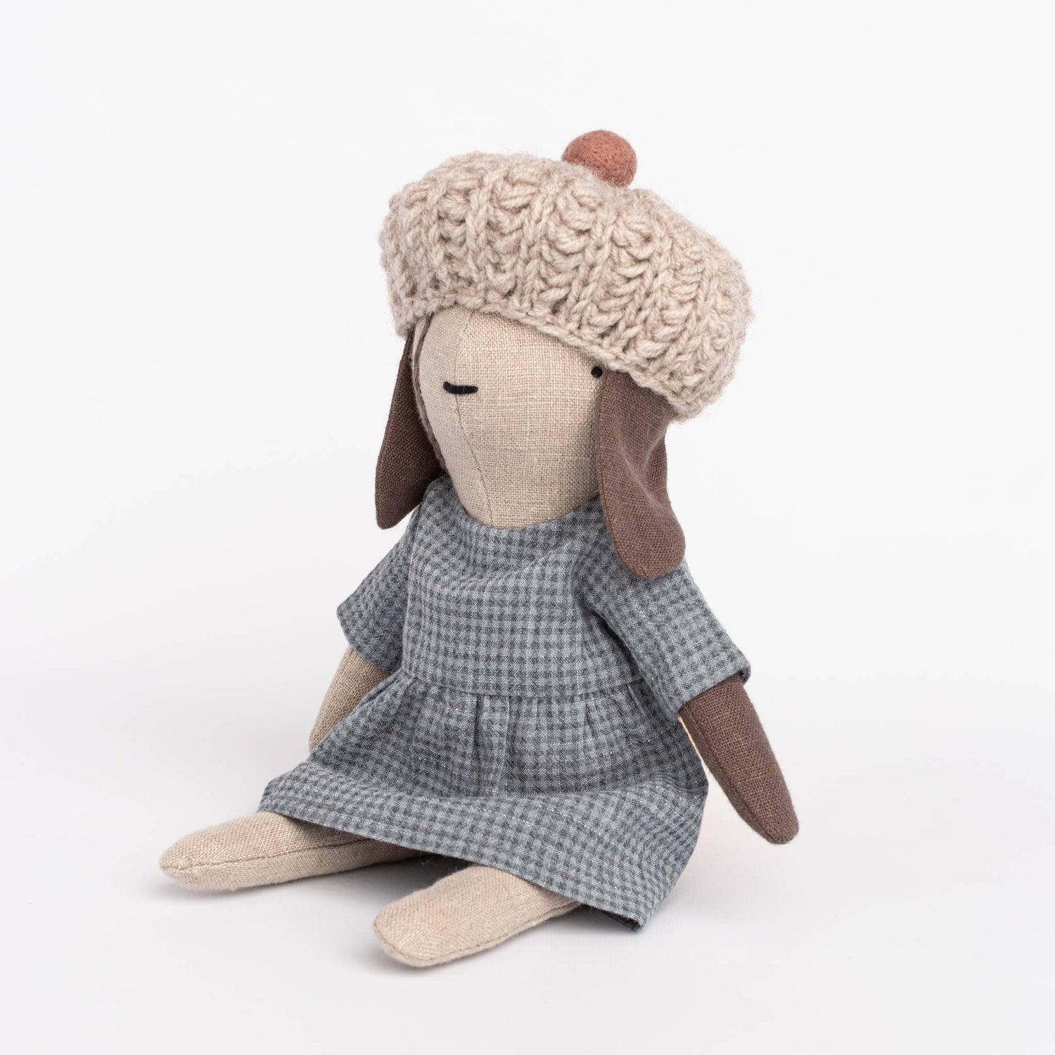 Cozymoss Soft Toys Dog Freckle - Handmade Soft Linen Toy Dog with Clothes Set