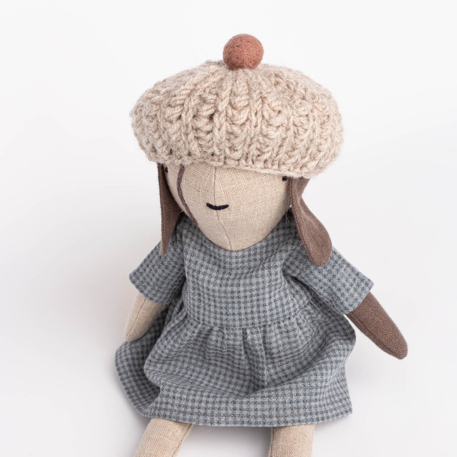 Cozymoss Soft Toys Dog Freckle - Handmade Soft Linen Toy Dog with Clothes Set