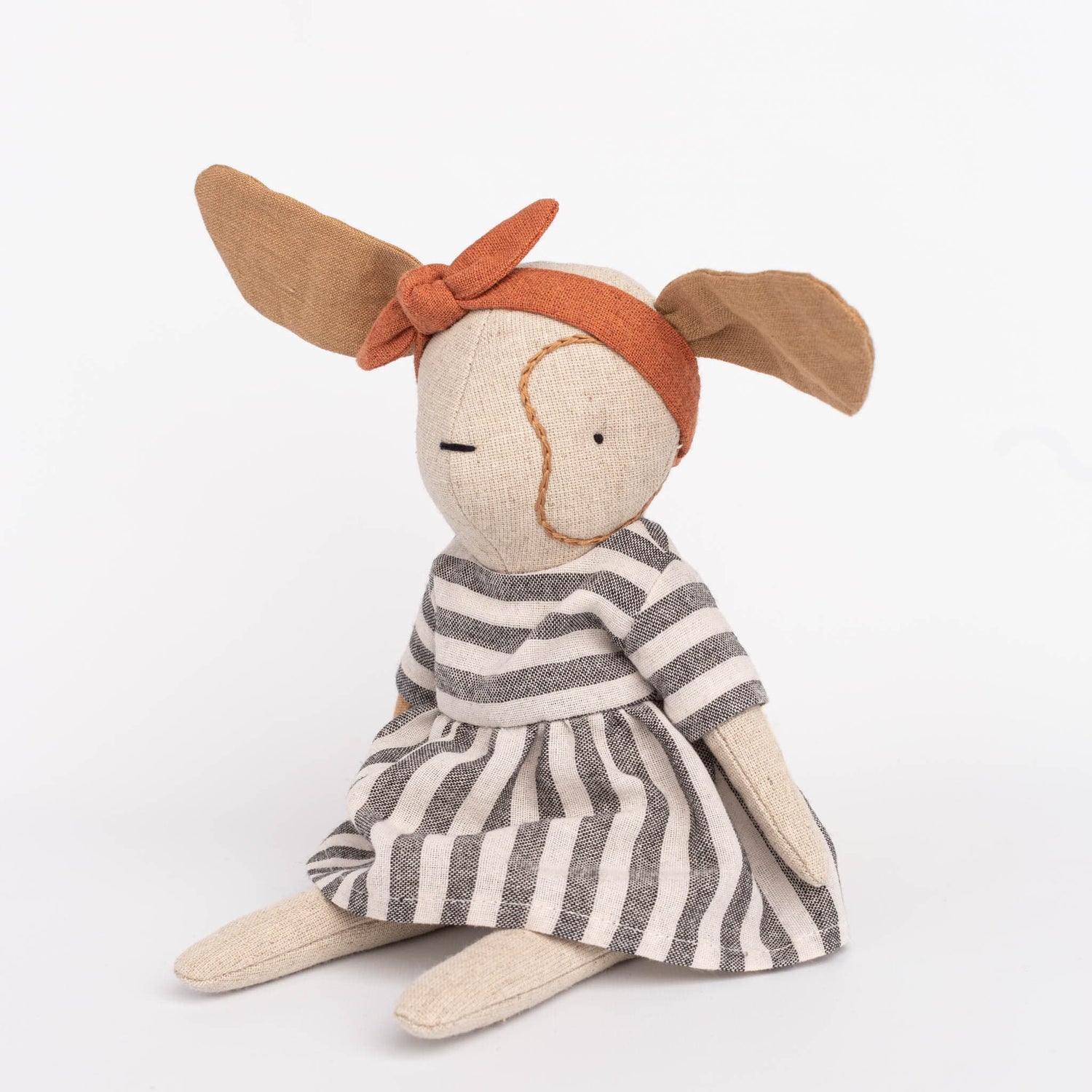 Cozymoss Soft Toys Dog Pea - Handmade Soft Linen Toy Dog with Clothing Set