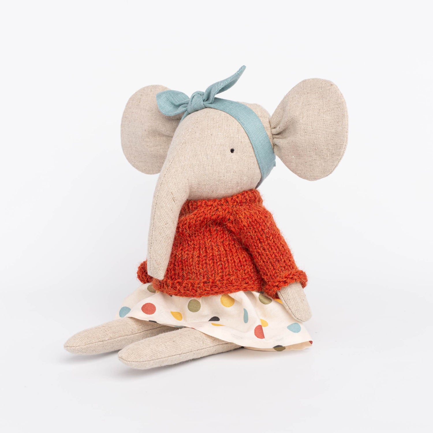 Cozymoss Soft Toys Elephant Bead - Handmade Soft Linen Toy Elephant with Clothes Set