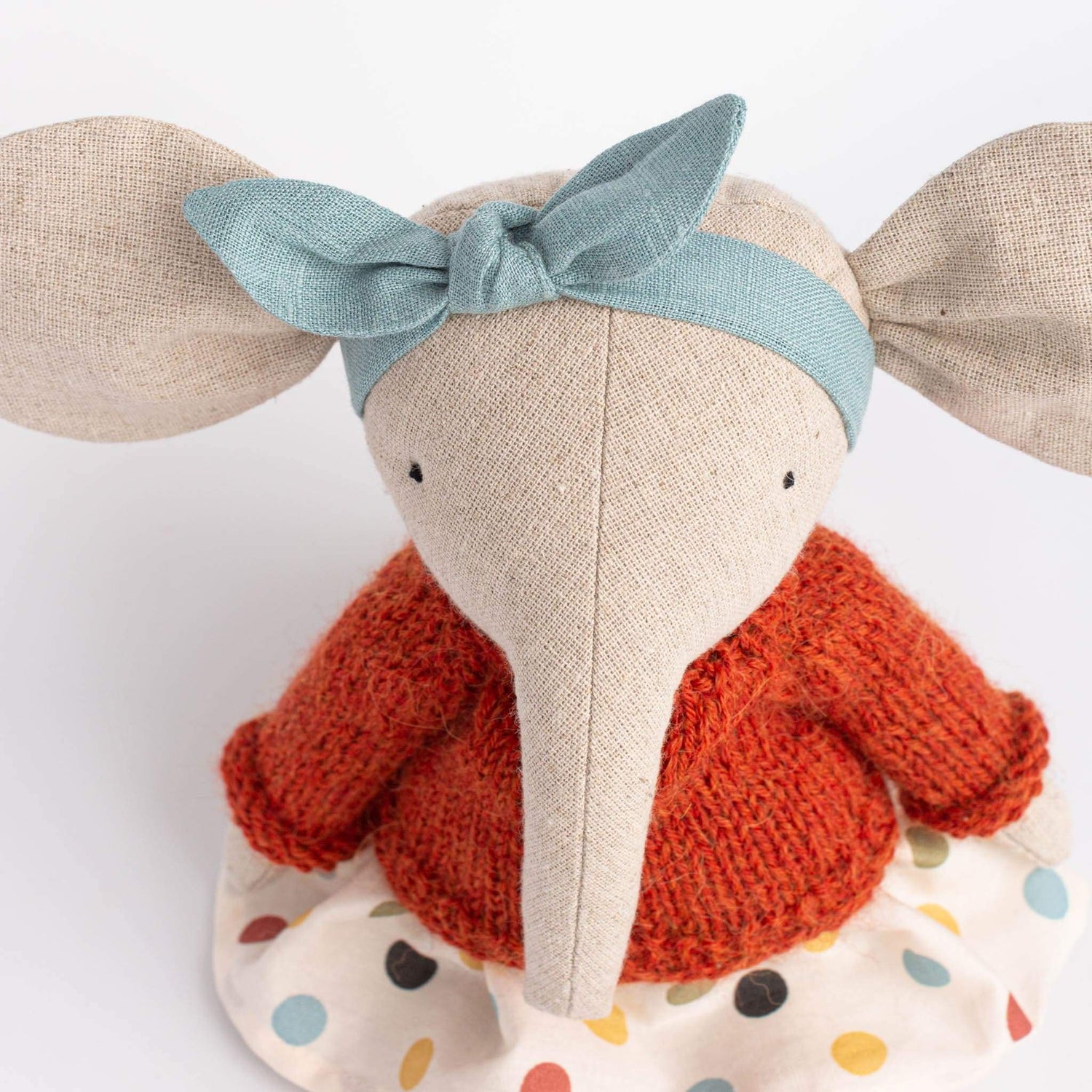 Cozymoss Soft Toys Elephant Bead - Handmade Soft Linen Toy Elephant with Clothes Set