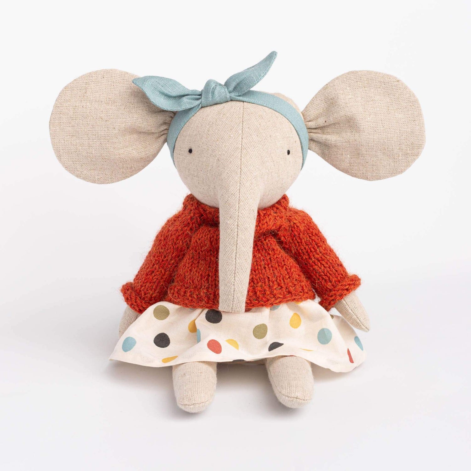 Cozymoss Soft Toys Elephant Bead - Handmade Soft Linen Toy Elephant with Clothes Set