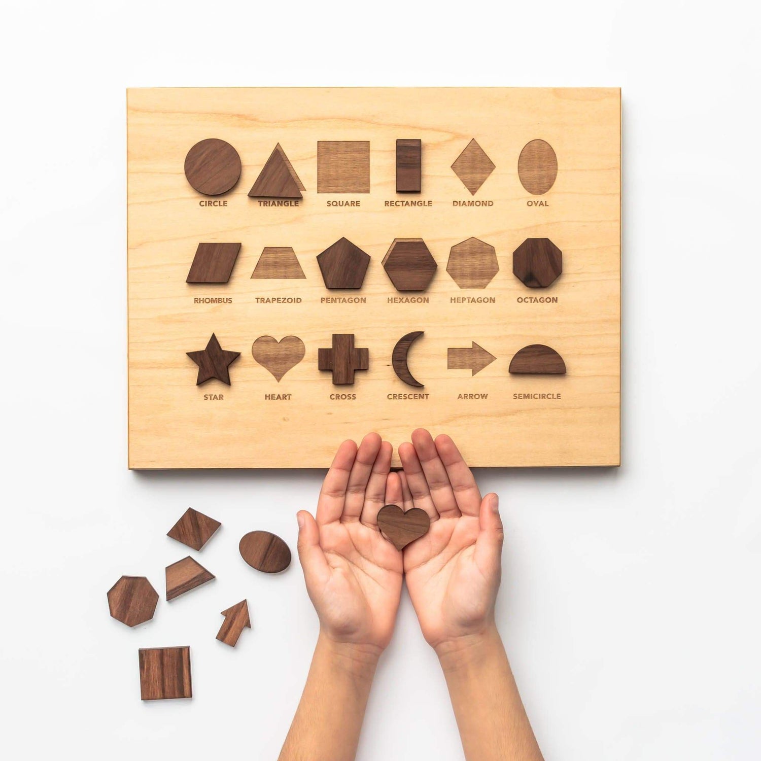 Gladfolk Educational Wooden Shapes Montessori Puzzle Board