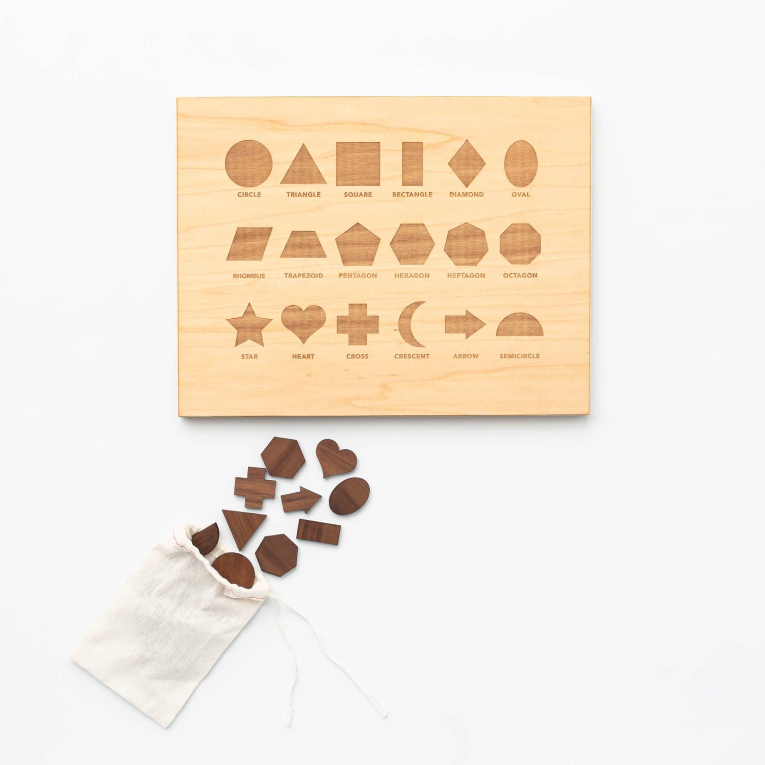 Gladfolk Educational Wooden Shapes Montessori Puzzle Board