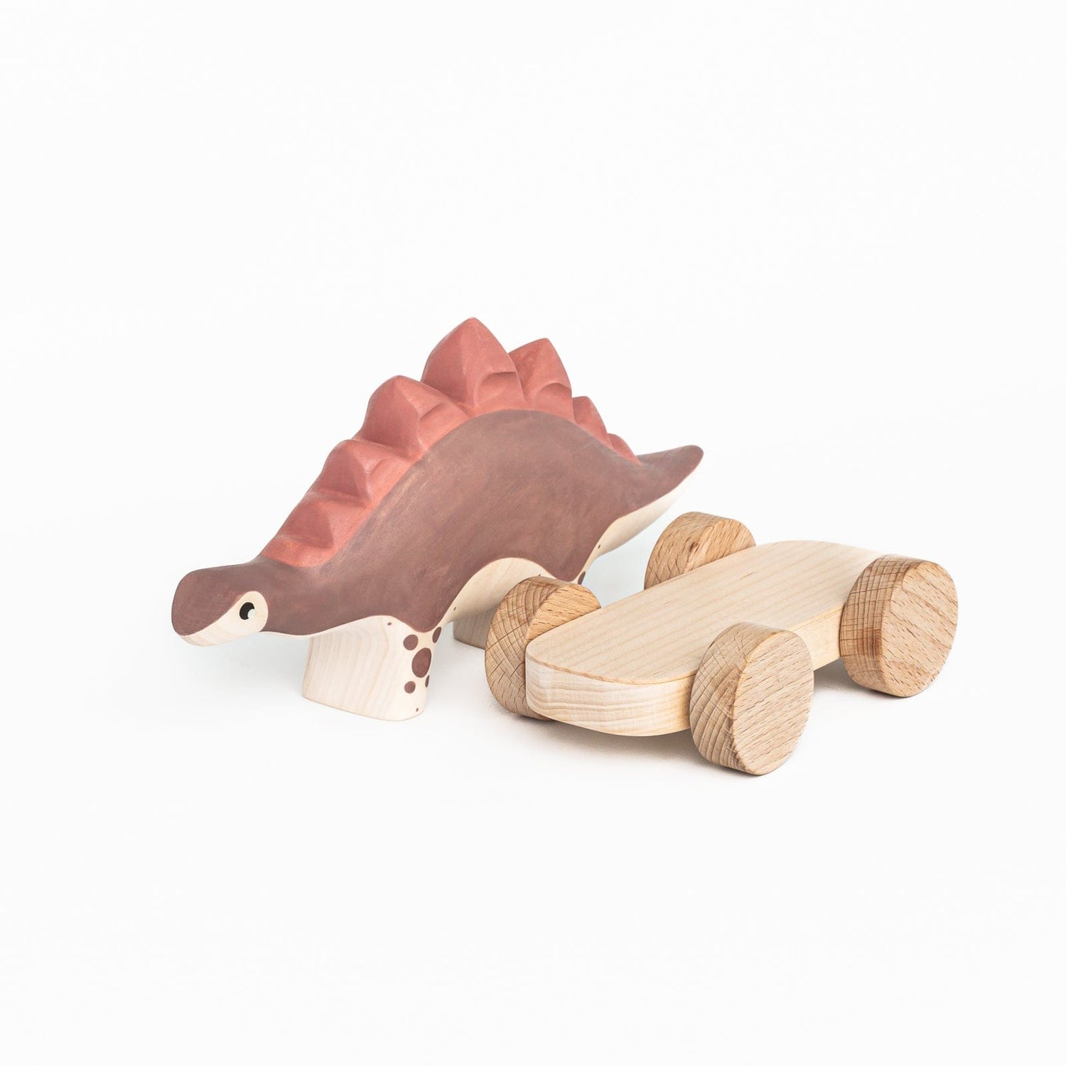 Izvetvey Wooden Toys Stegosaurus Handmade Magnetic Stegosaurus Dinosaur Push Toy