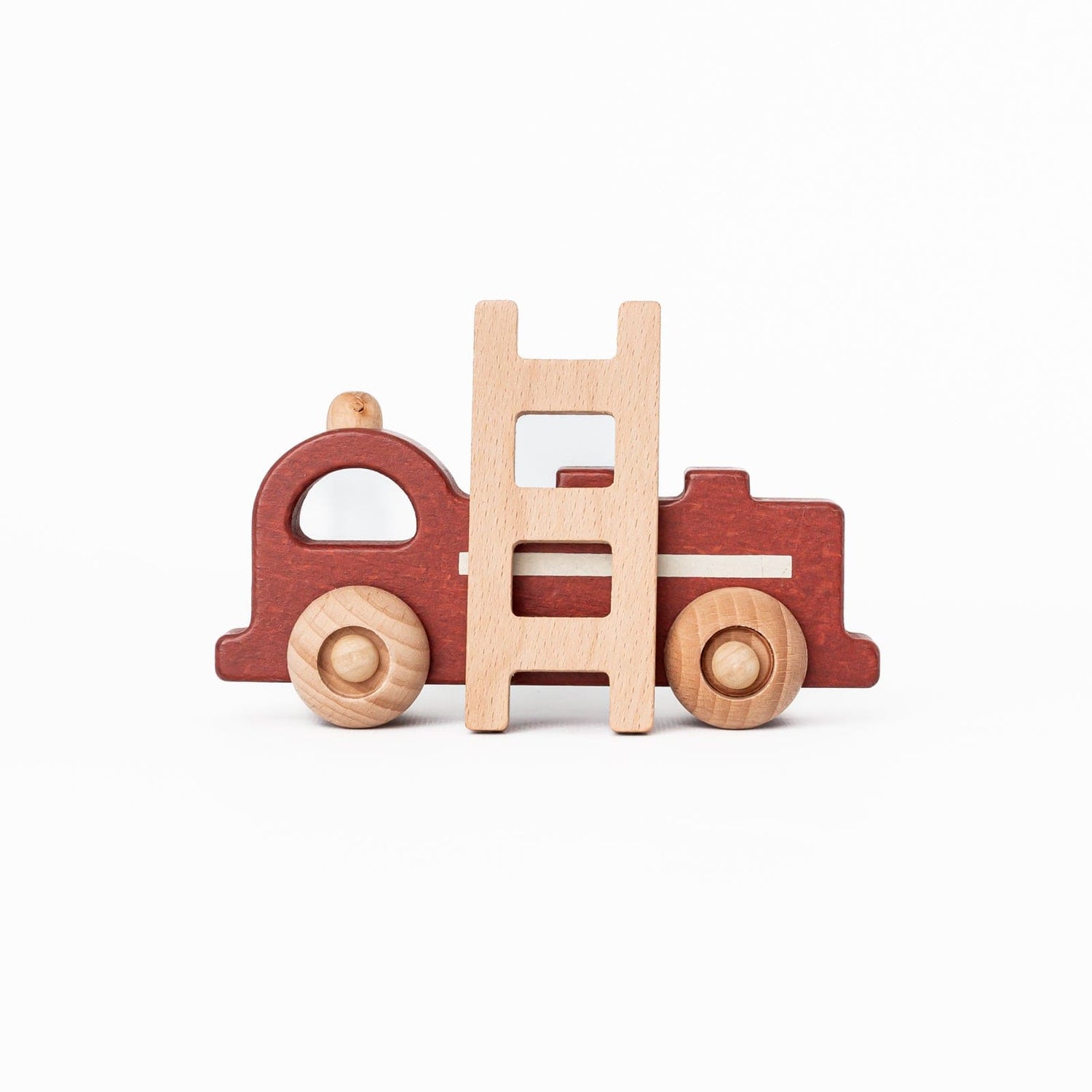 Konges Slojd Pretend Play Wooden Rolling Fire Truck Wooden Toy Fire Truck | Wooden Toy Fire Truck Set