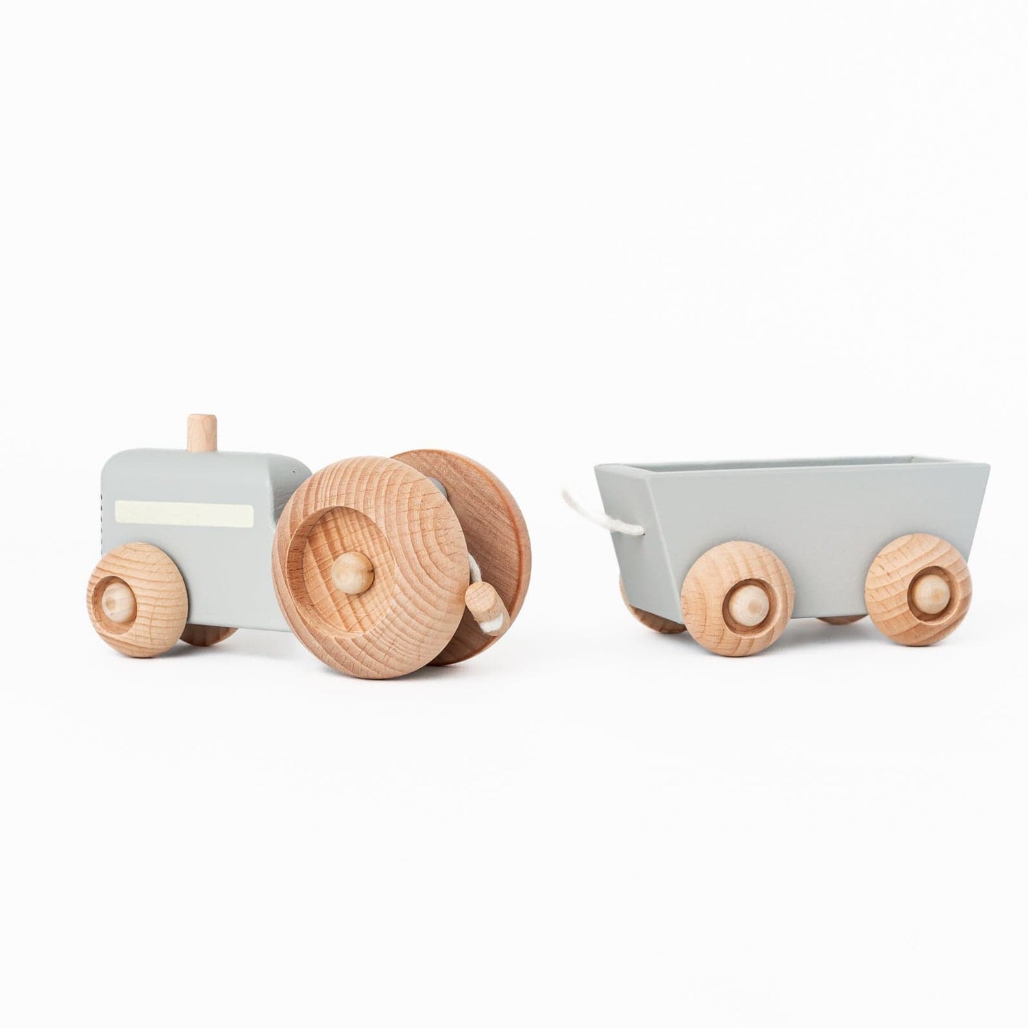 Konges Slojd Pretend Play Wooden Rolling Toy Tractor Wooden Tool Box Set | Wooden Tool Box Kit
