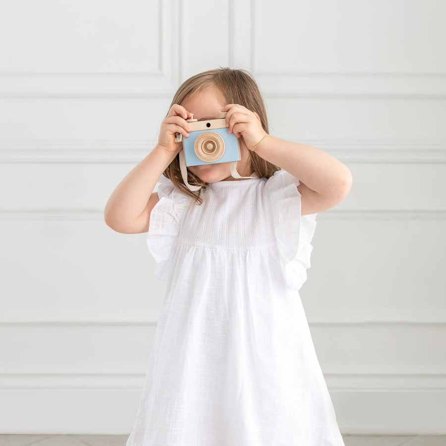 Little Rose & Co. Pretend Play Handmade Wooden Toy Camera (Blue)