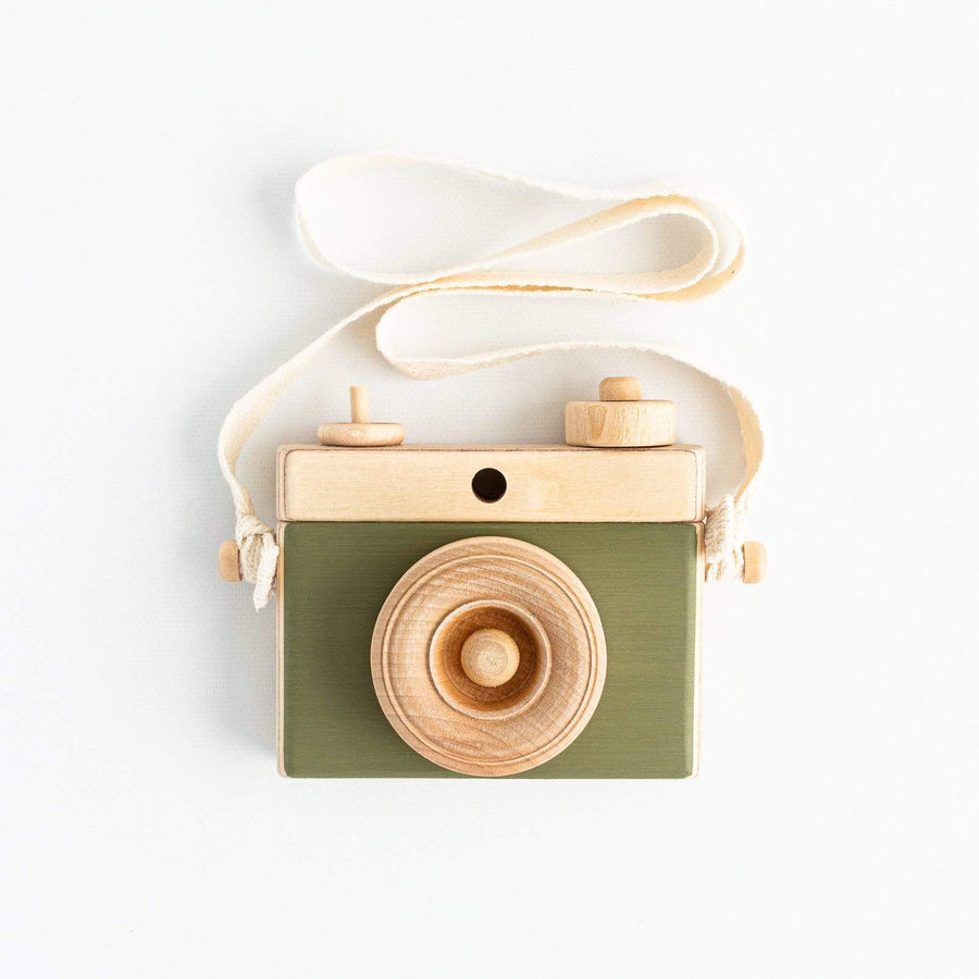 Little Rose & Co. Pretend Play Handmade Wooden Toy Camera (Moss Green)