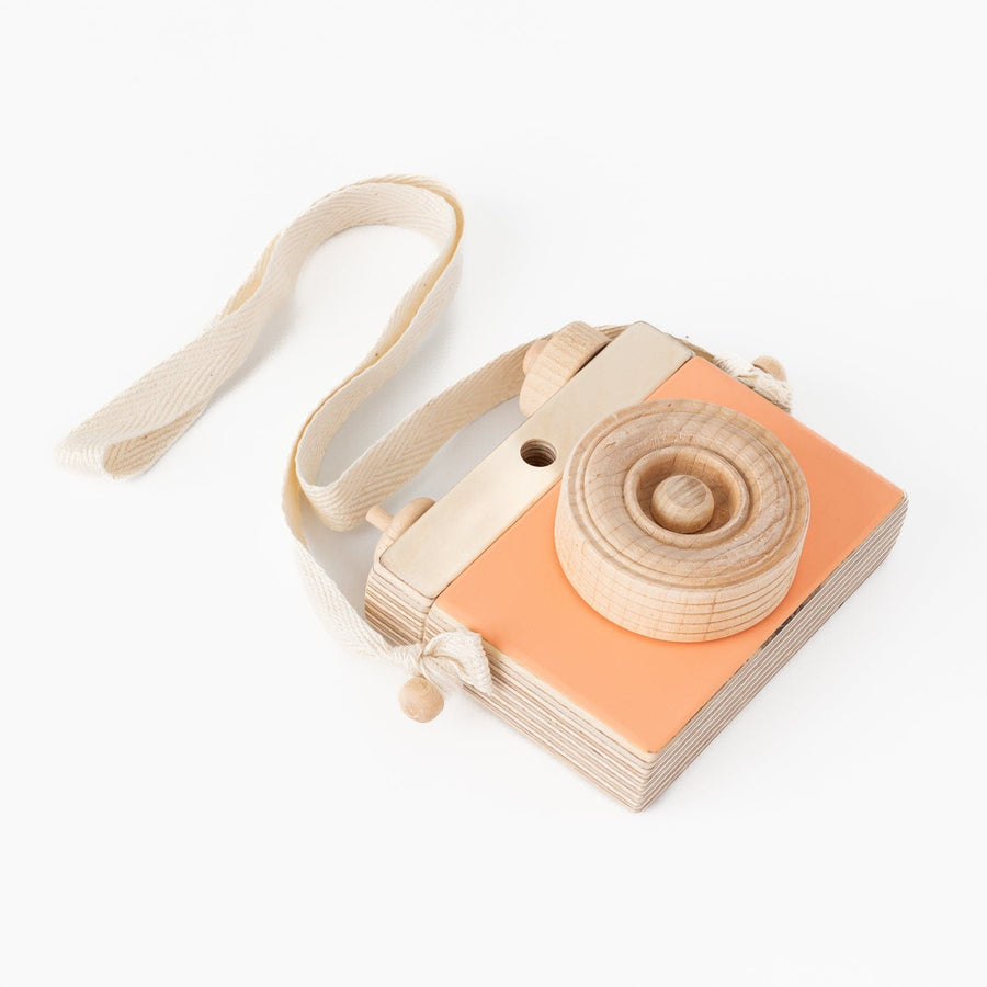 Little Rose & Co. Pretend Play Handmade Wooden Toy Camera (Peach)