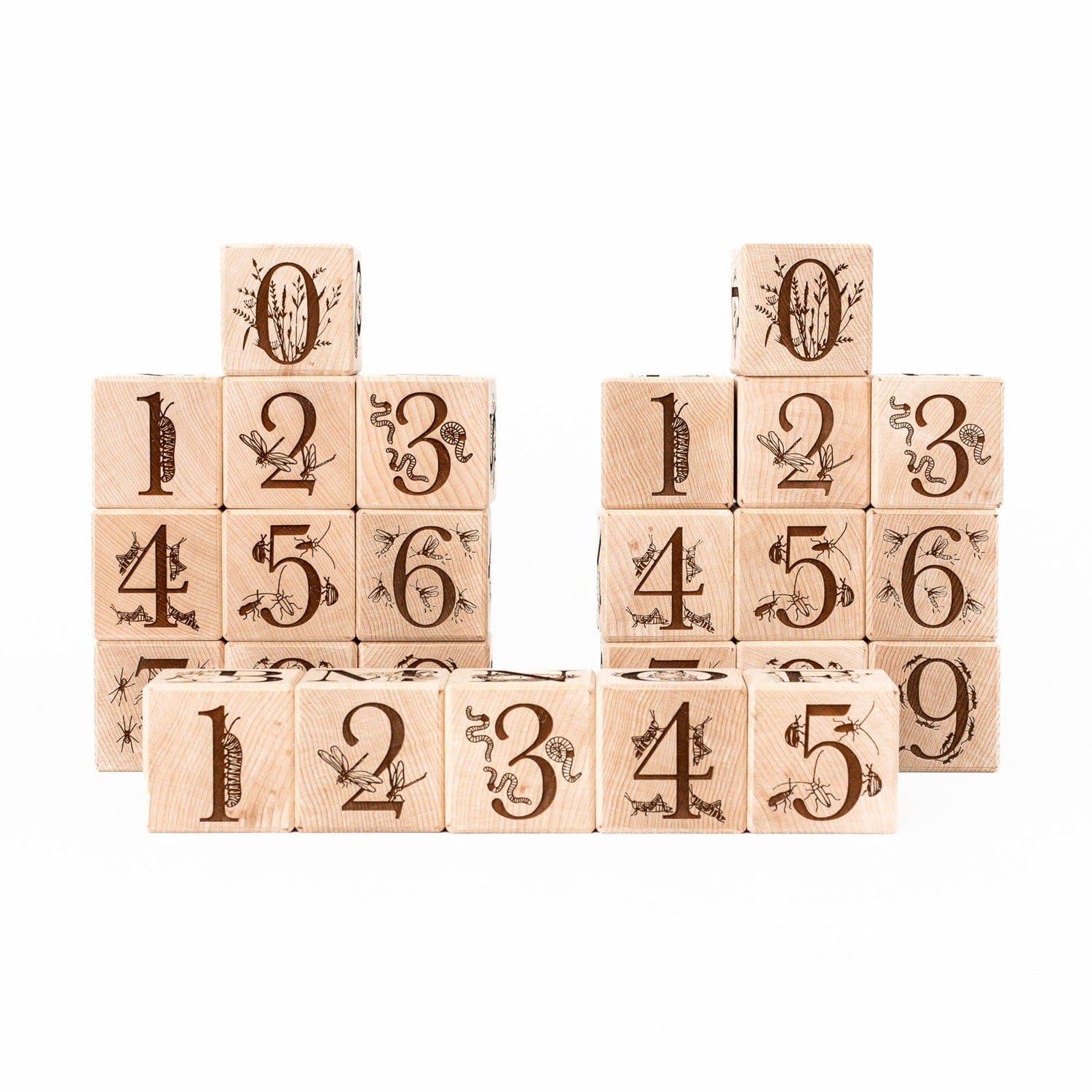Maker Mind Toys Building & Stacking Nature Collection Alphabet Blocks (Set of 26) - Handmade in Canada