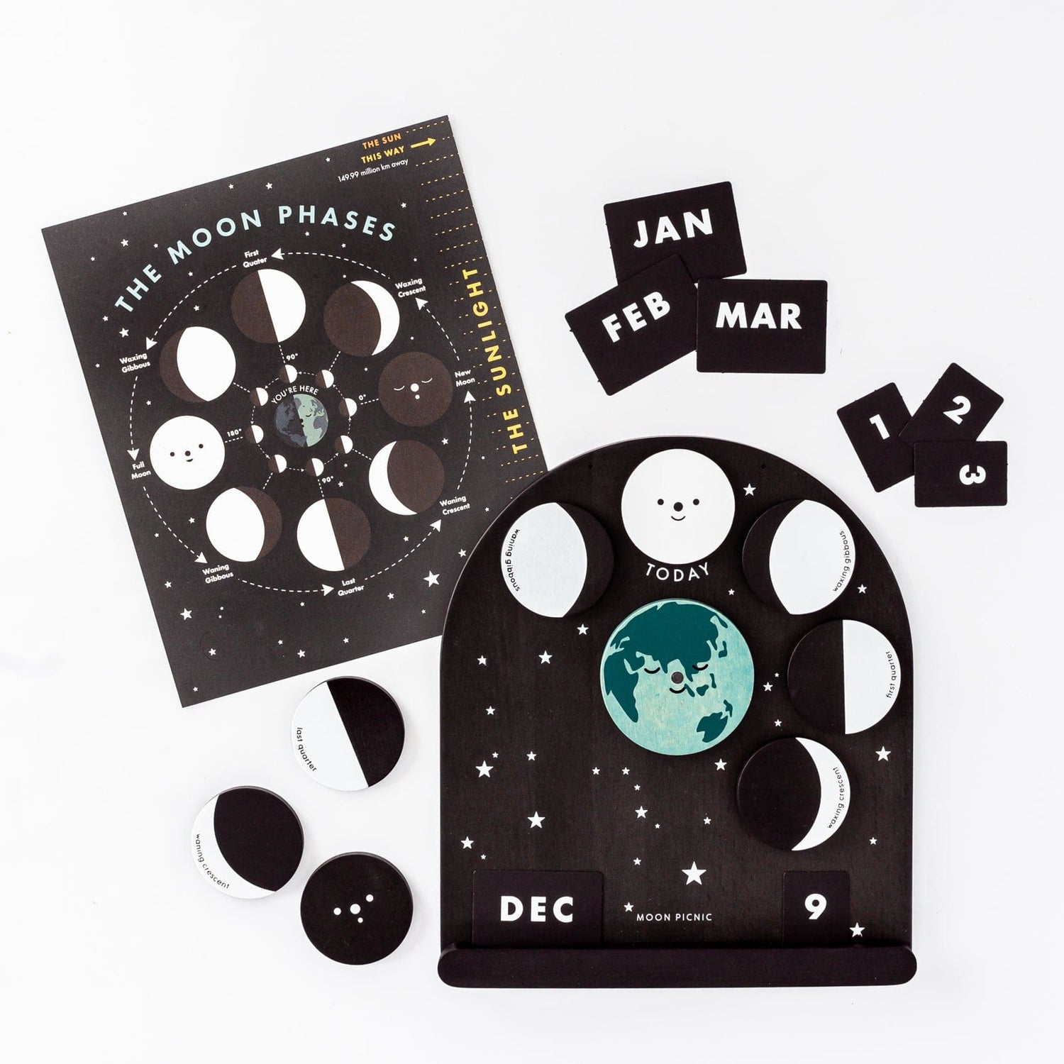 Moon Picnic Educational Wooden Moon Phase Calendar