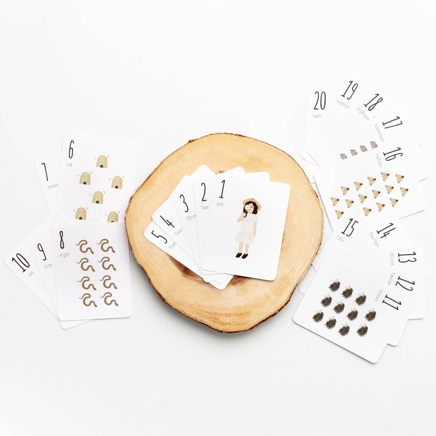 Oliver & Ko Educational Hand Illustrated Number Cards (Nature)