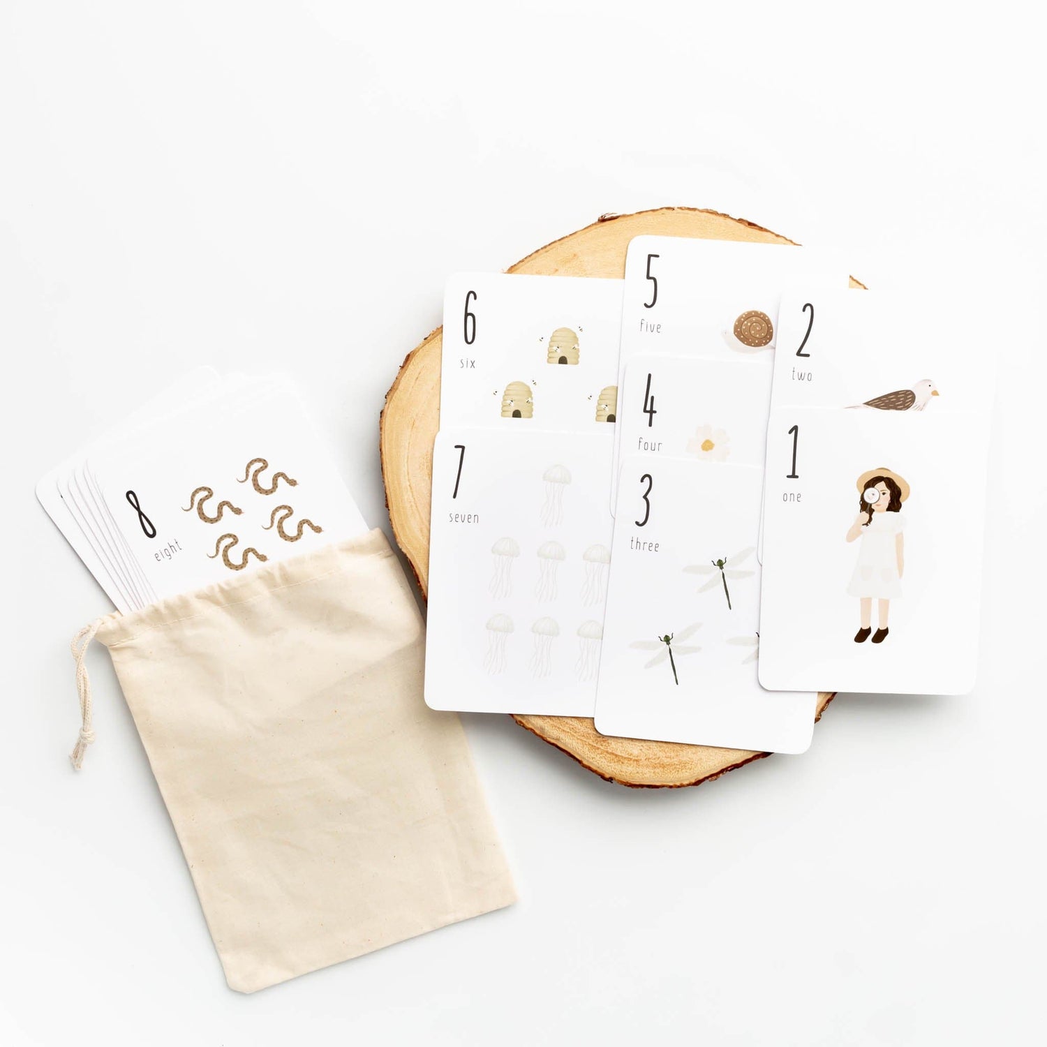 Oliver & Ko Educational Hand Illustrated Number Cards (Nature)