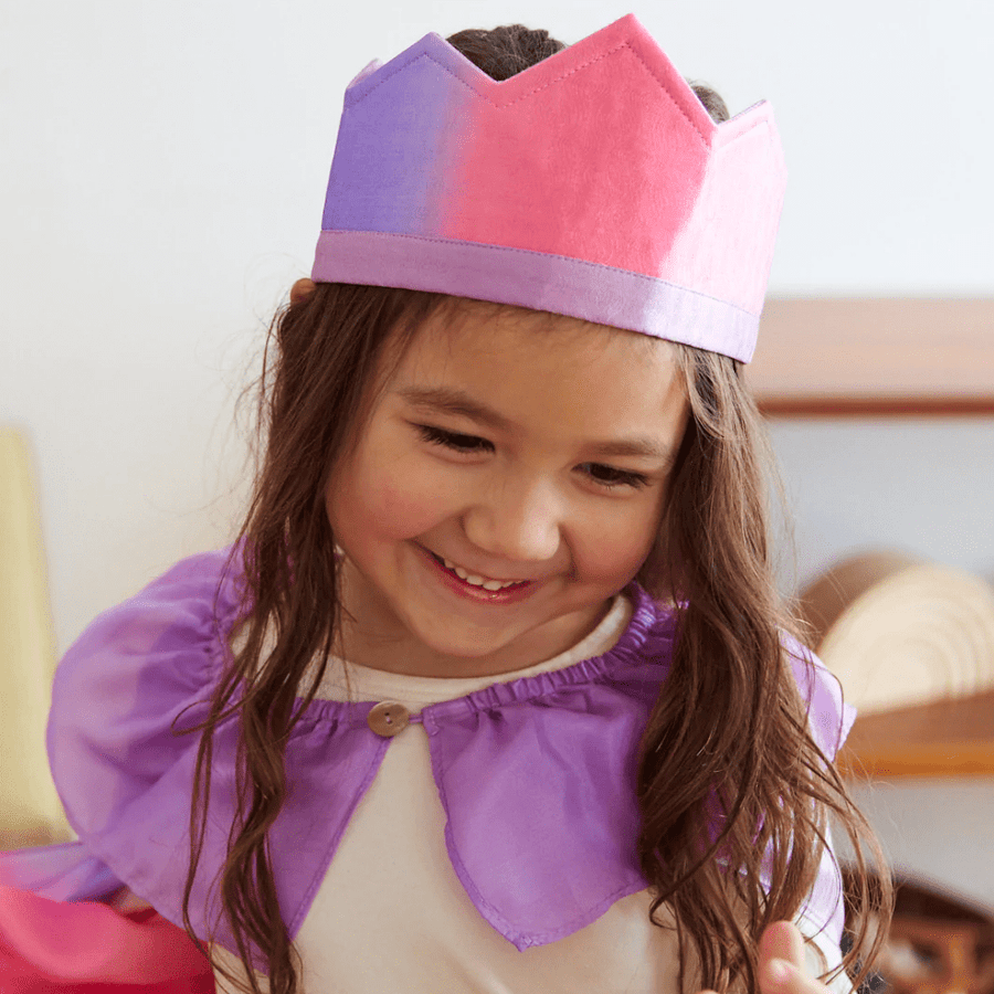 Sarah's Silks Dress Up Play Dress-Up Reversible Silk Crown (Pink & Purple)