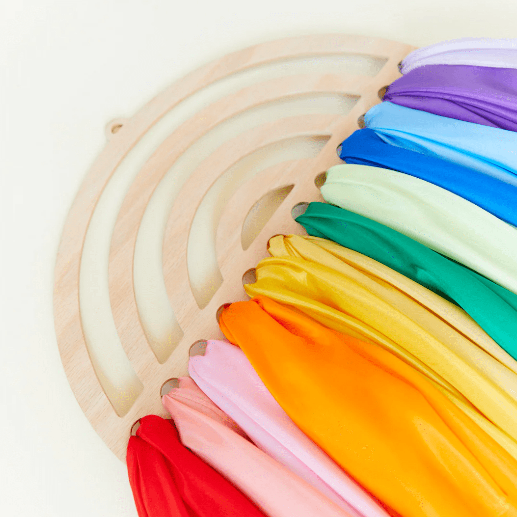 Sarah's Silks Dress Up Play Large Wooden Rainbow Wall Display for Playsilks & Cloths