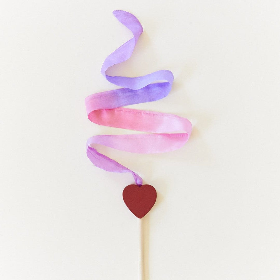 Sarah's Silks Dress Up Play Silk and Wood Wand (Heart)