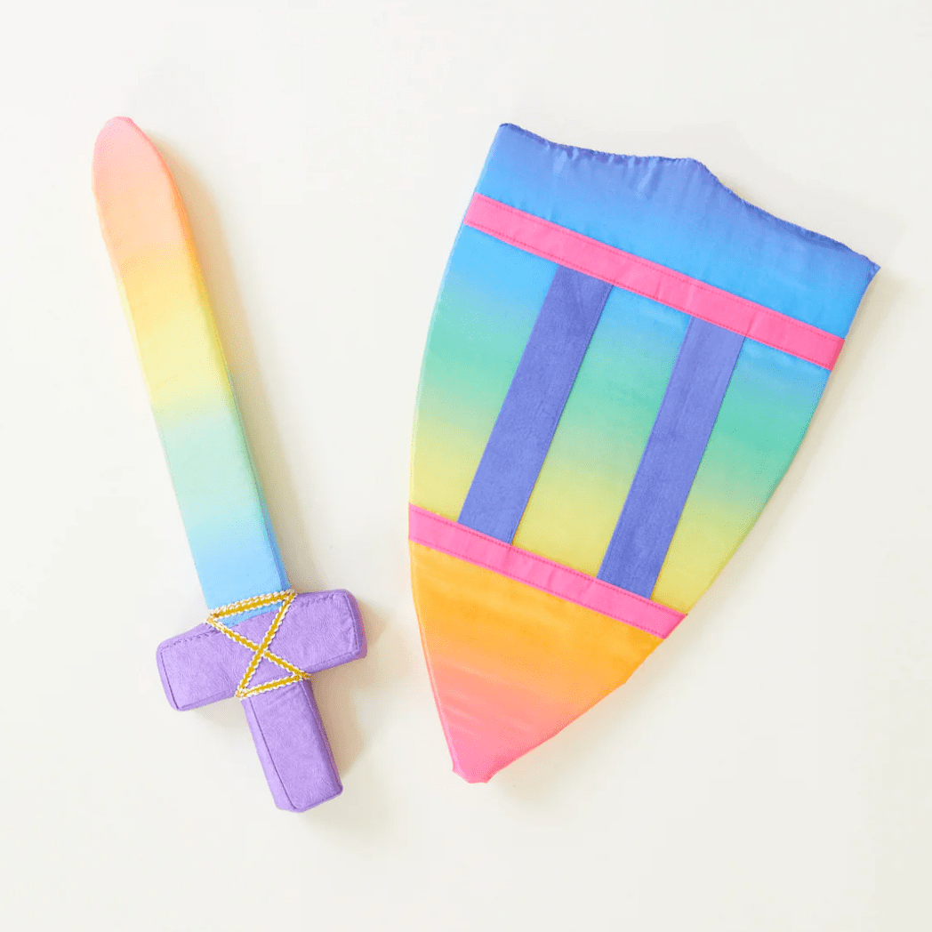 Sarah's Silks Dress Up Play Silk Covered Toy Shield (Rainbow)