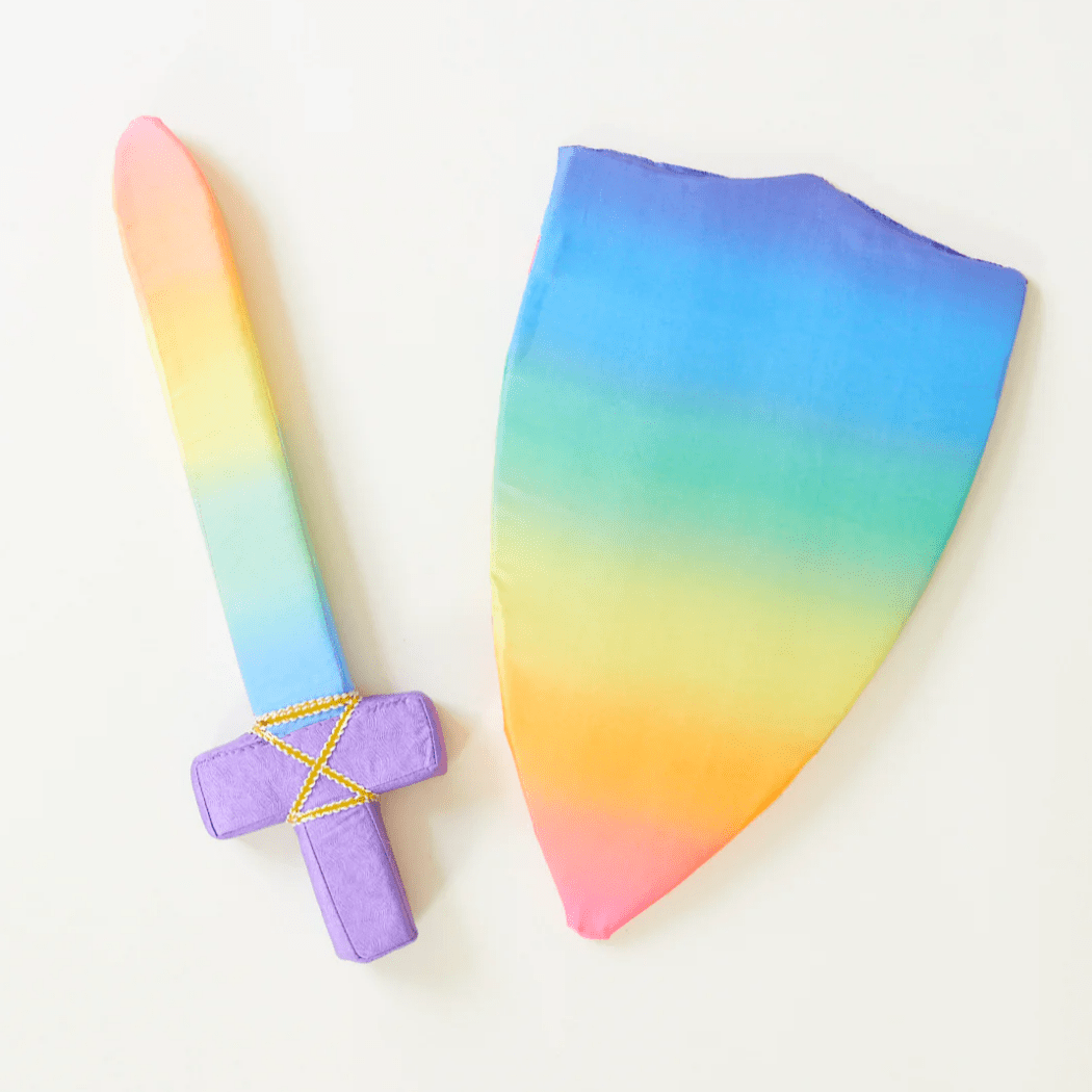 Sarah's Silks Dress Up Play Silk Covered Toy Shield (Rainbow)