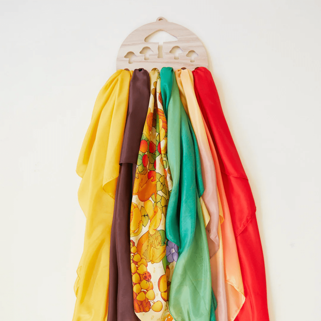 Sarah's Silks Dress Up Play Wooden Mushroom Wall Display for Playsilks & Cloths