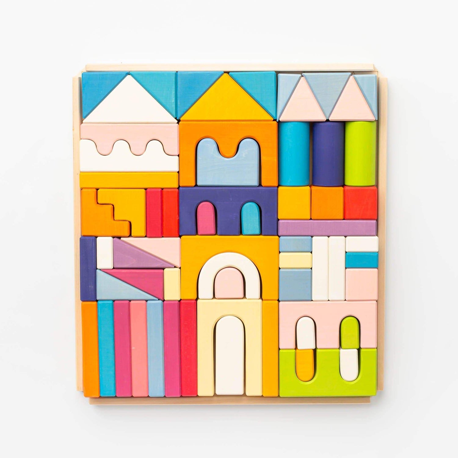 Skandico Building & Stacking Large Wooden Castle Building Block Set (64 pc)