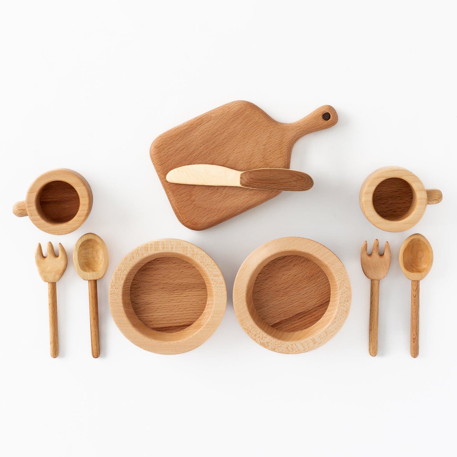 Tateplota Wooden Toys Handmade Wooden Set of Play Dishes