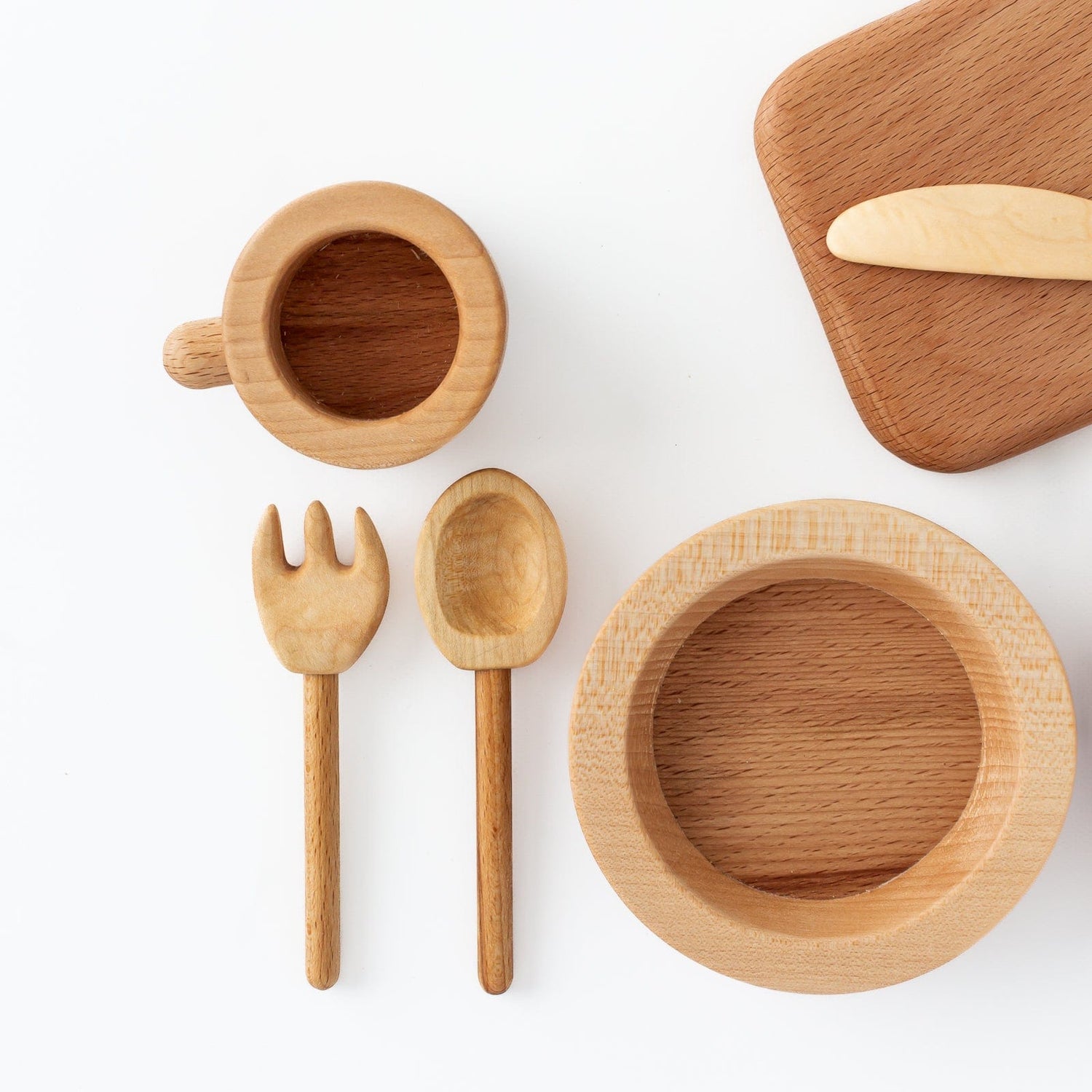 Tateplota Wooden Toys Handmade Wooden Set of Play Dishes