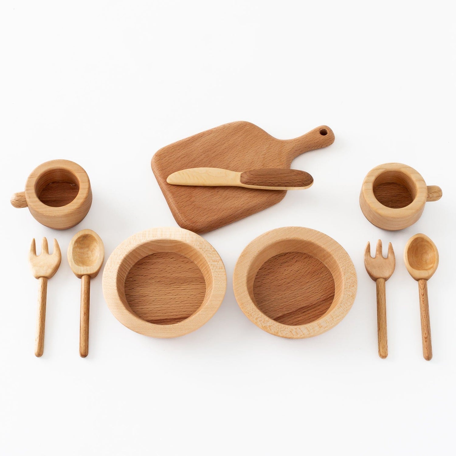 Tateplota Wooden Toys Handmade Wooden Set of Play Dishes