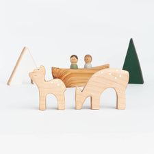 The Wooden Kind Wooden Animals Handmade Wooden Camping Set