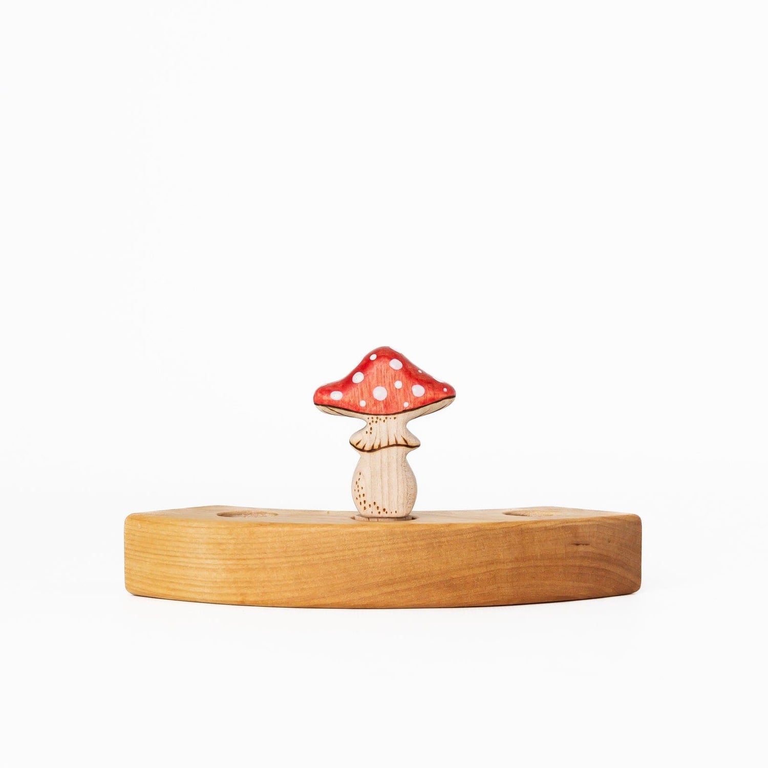 Tiny Fox Hole Celebration Rings Handmade Wooden Amanita (Mushroom) Toy with Peg