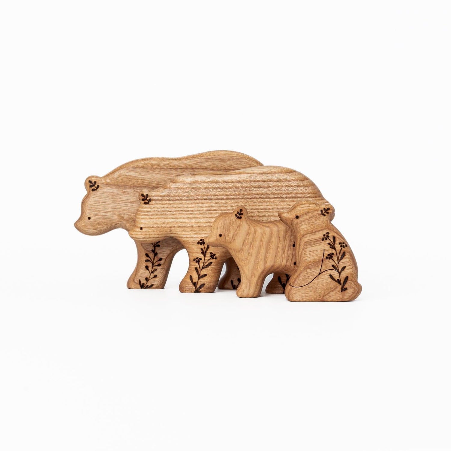 Tiny Fox Hole Wooden Animals Handmade Wooden Bear Toy (set of 4)