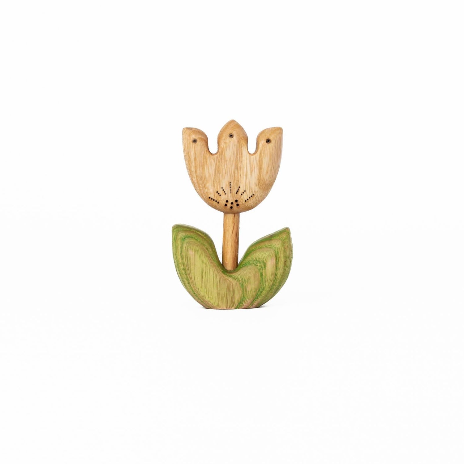 Tiny Fox Hole Wooden Animals Handmade Wooden Bluebell Flower Toy