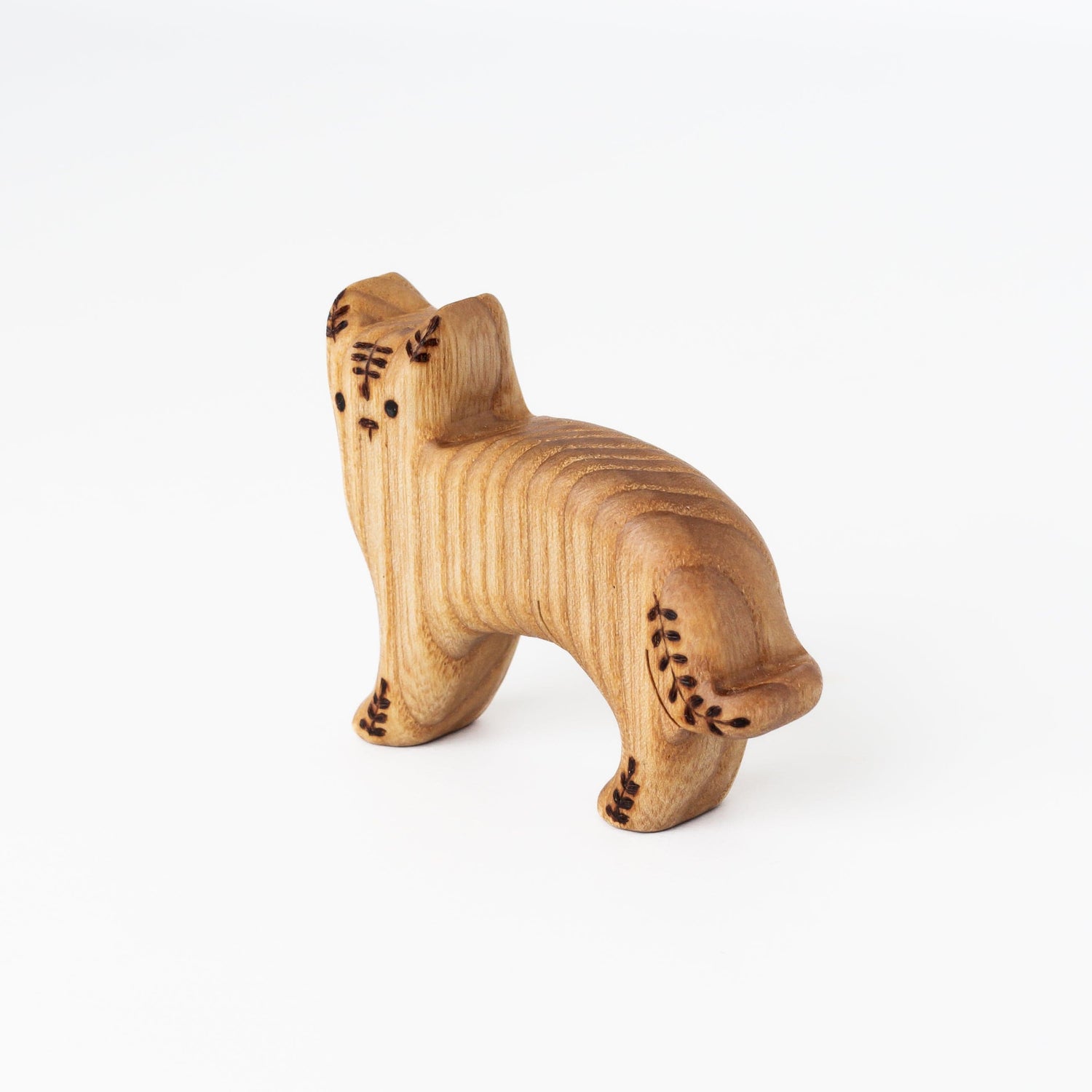Tiny Fox Hole Wooden Animals Handmade Wooden Cat Toy (Standing)