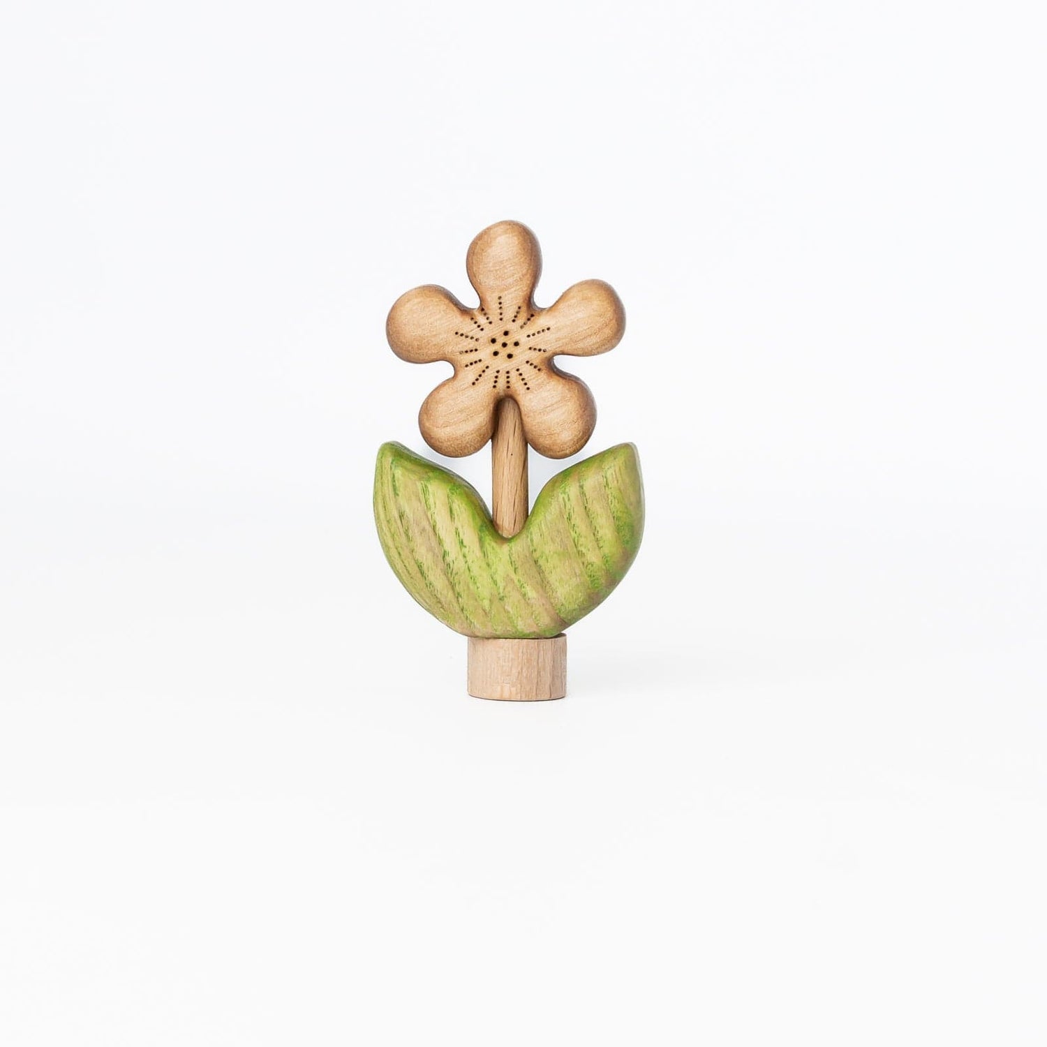 Tiny Fox Hole Celebration Rings Handmade Wooden Chamomile Flower Ornament with Peg