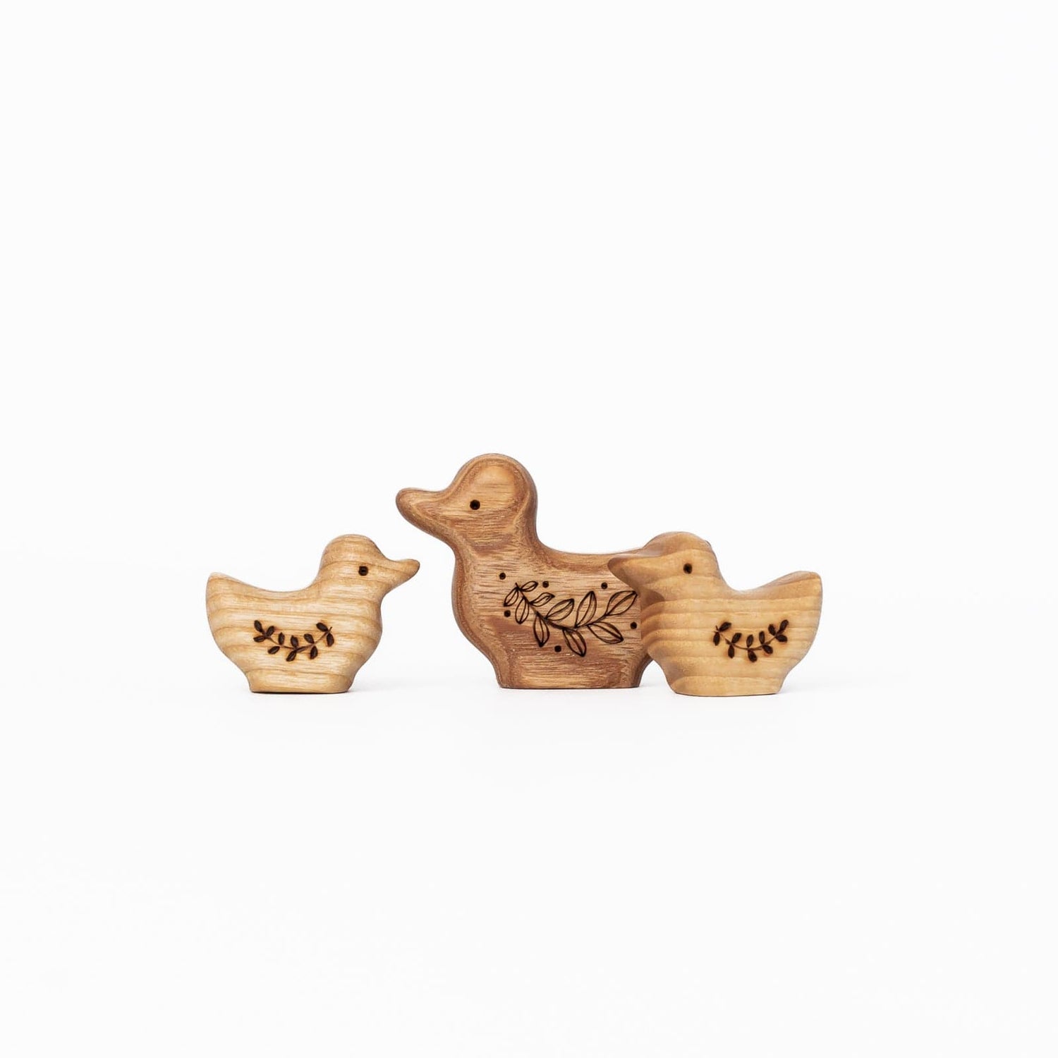Tiny Fox Hole Wooden Animals Handmade Wooden Duck Toy (set of 3)