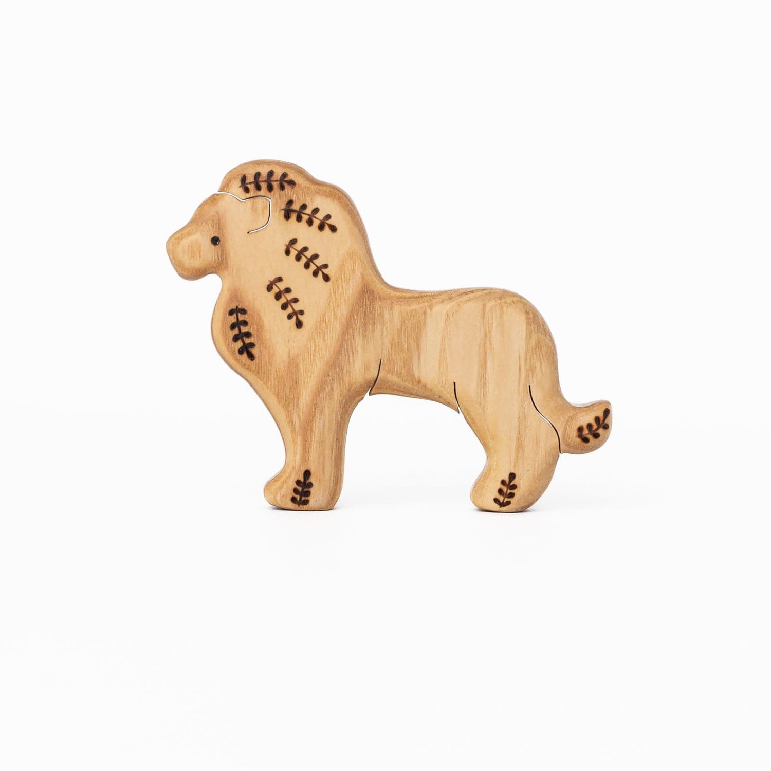Tiny Fox Hole Wooden Animals Handmade Wooden Lion Toy (set of 3)