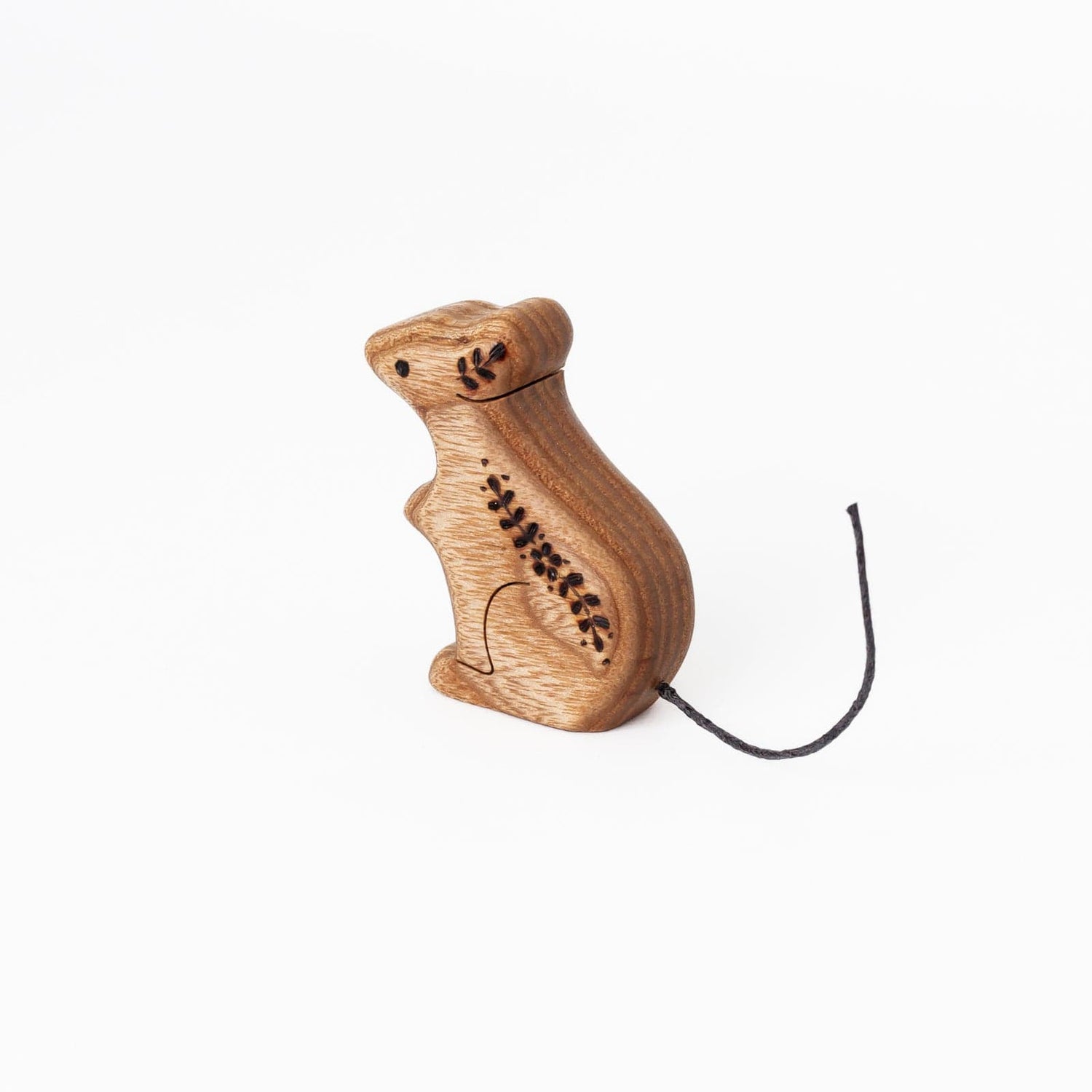 Tiny Fox Hole Wooden Animals Handmade Wooden Mouse Toy