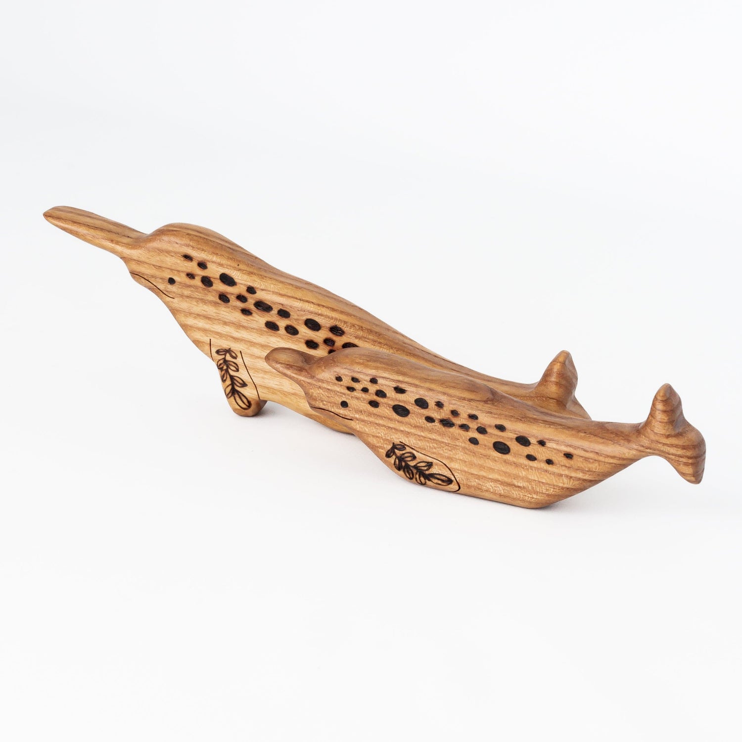 Tiny Fox Hole Wooden Toys Handmade Wooden Narwhal Family (Set of 2)