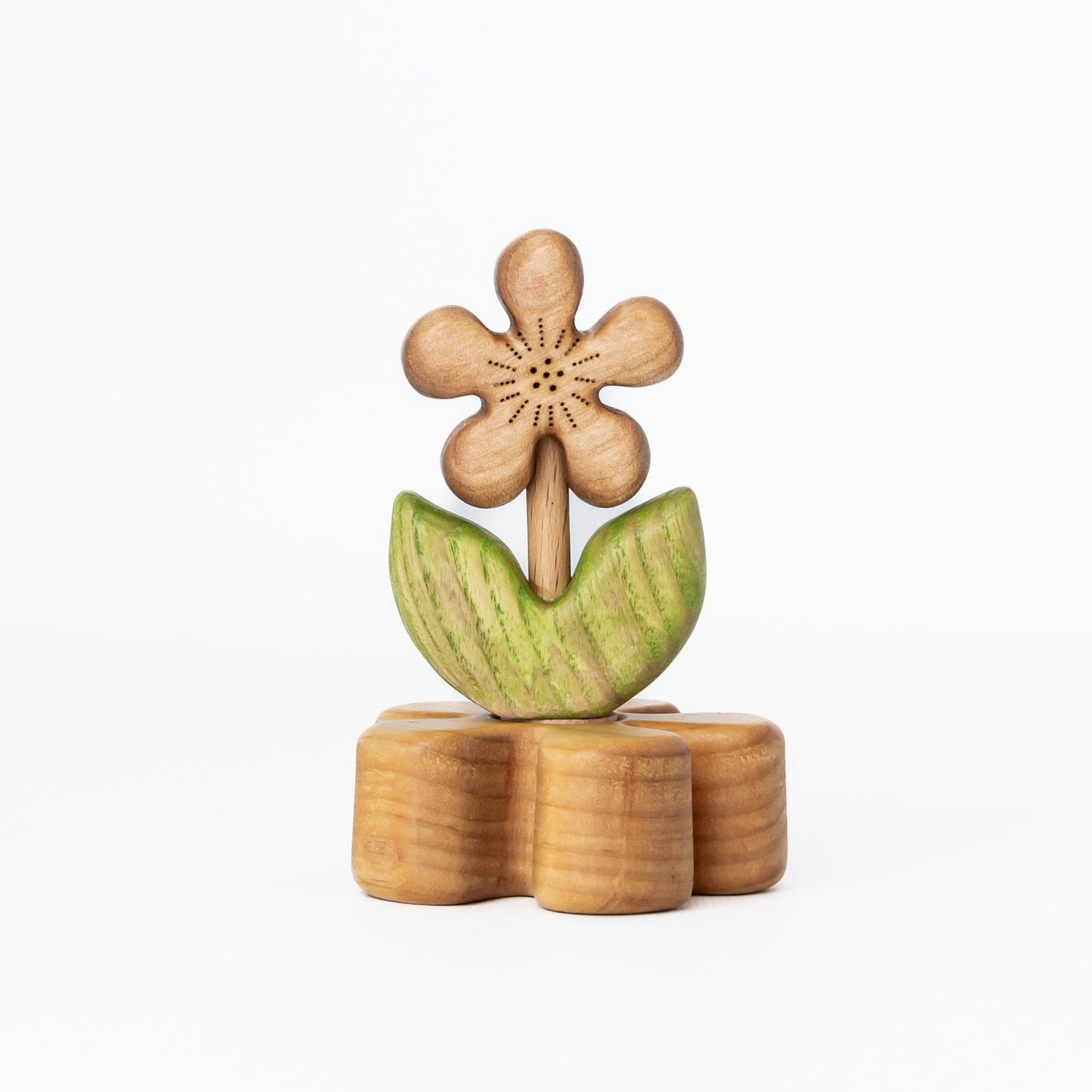 Tiny Fox Hole Celebration Rings Handmade Wooden Ornament Holder (Flower)