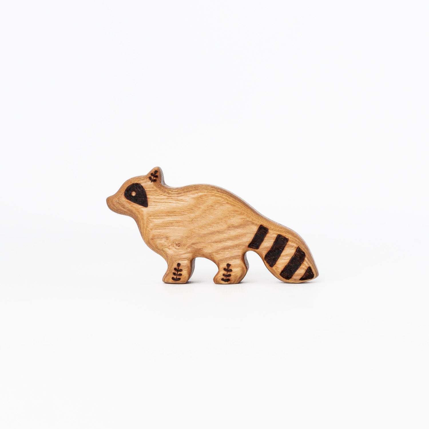 Tiny Fox Hole Wooden Animals Handmade Wooden Raccoon Toy