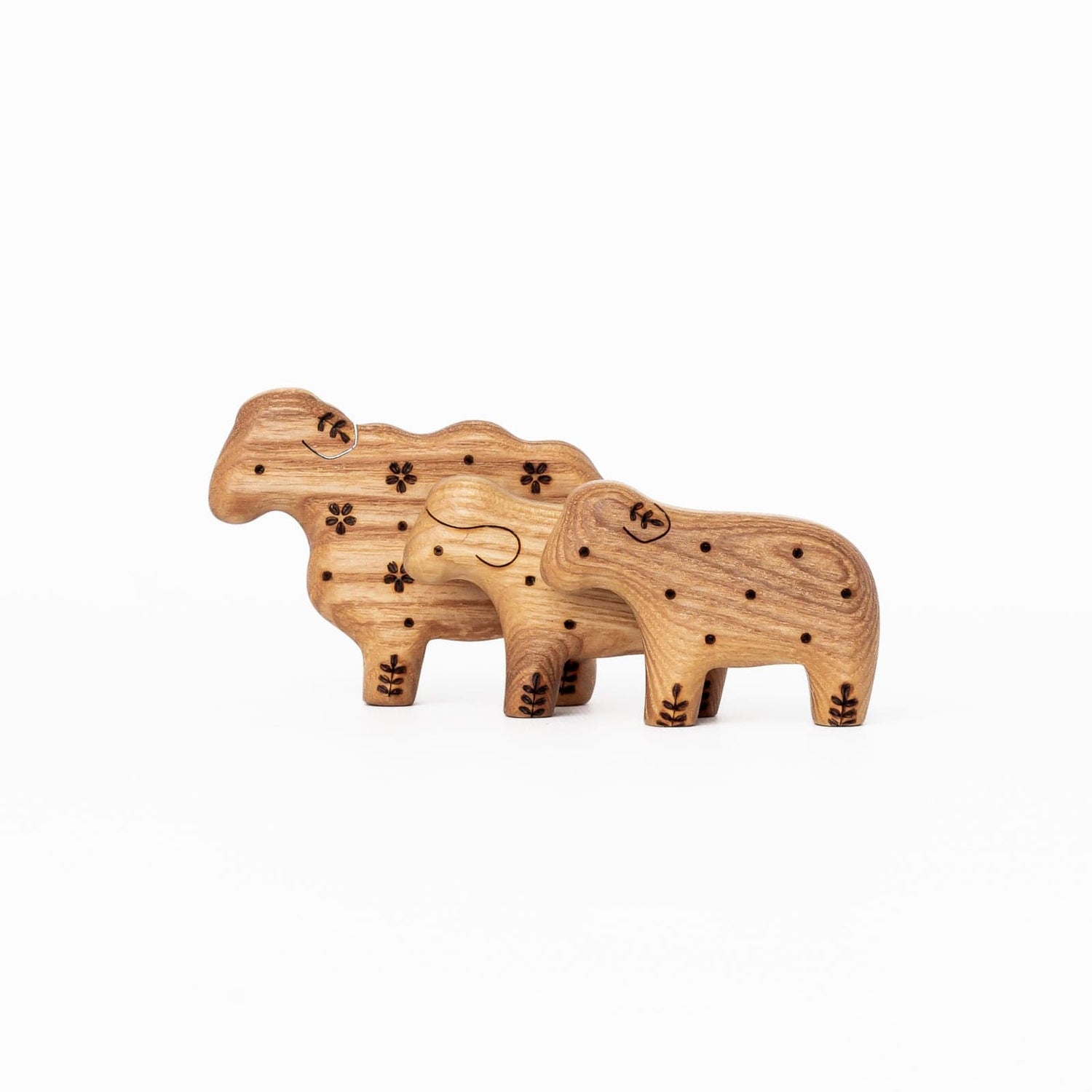 Tiny Fox Hole Wooden Animals Handmade Wooden Sheep Toy (set of 3)