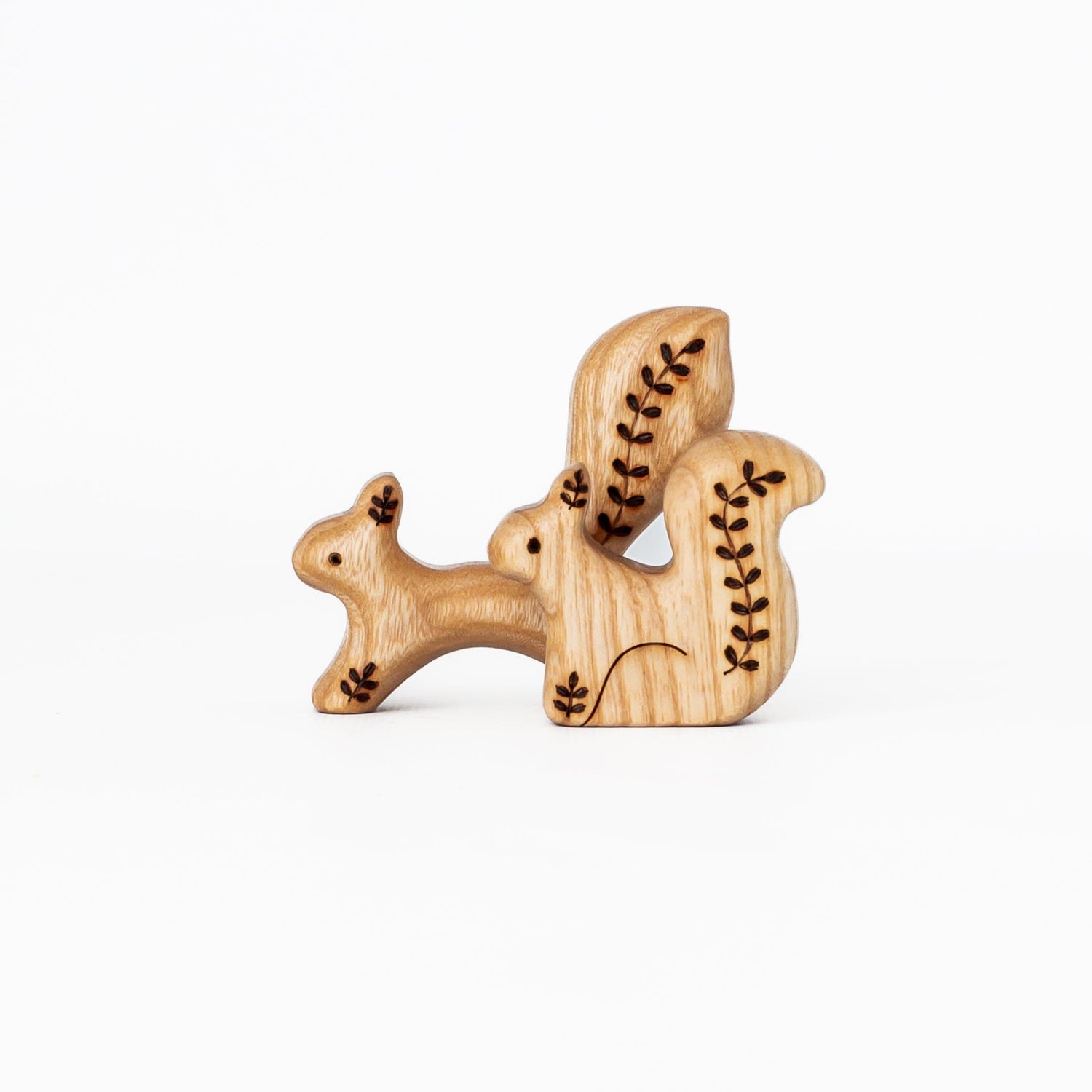 Tiny Fox Hole Wooden Animals Handmade Wooden Squirrel Toy (Set of 2)