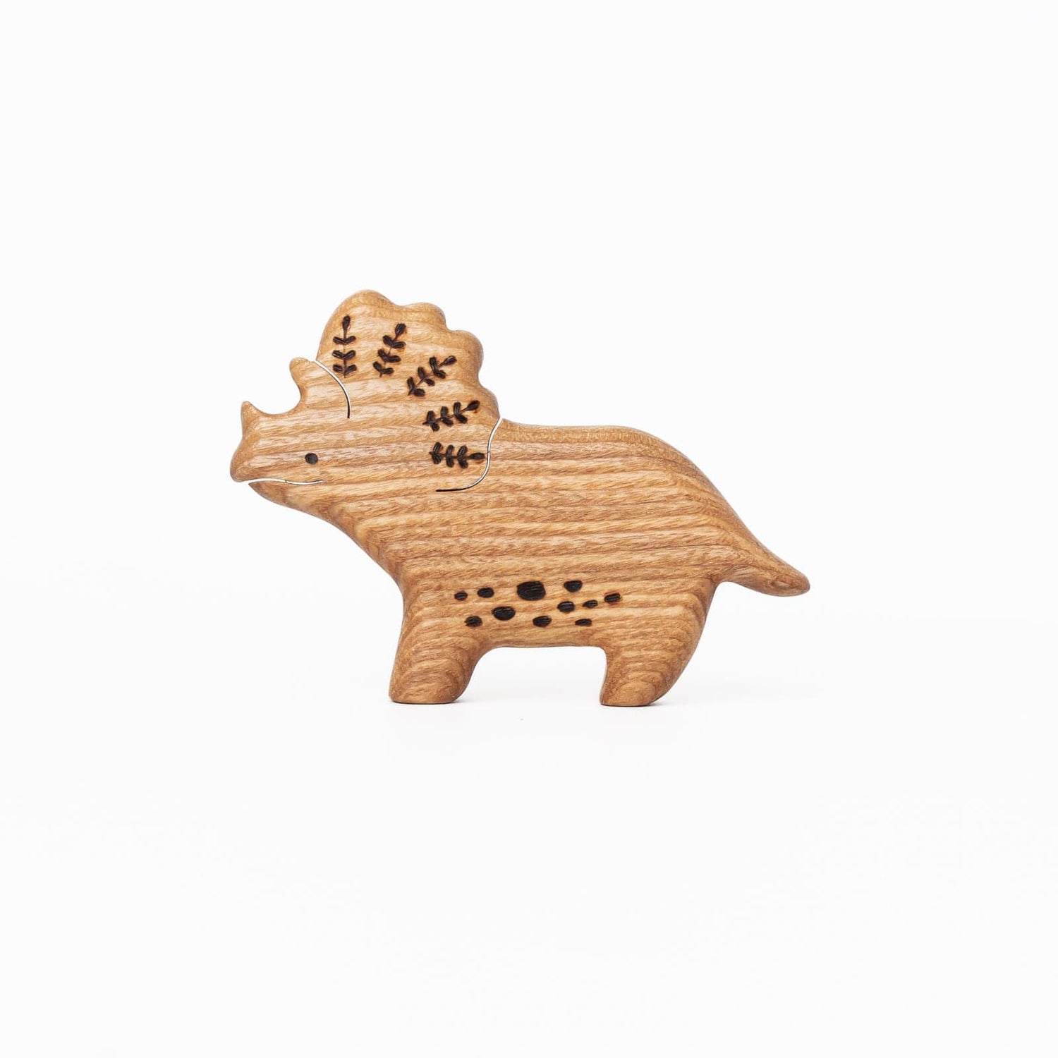 Tiny Fox Hole Wooden Animals Handmade Wooden Triceratops Toy