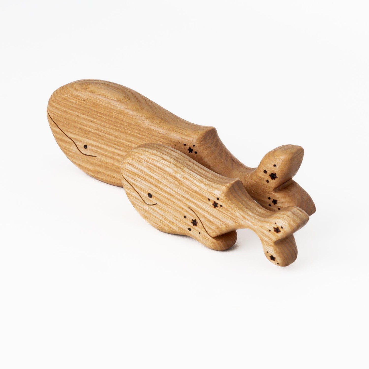 Tiny Fox Hole Wooden Animals Handmade Wooden Whale Toy (Set of 2)