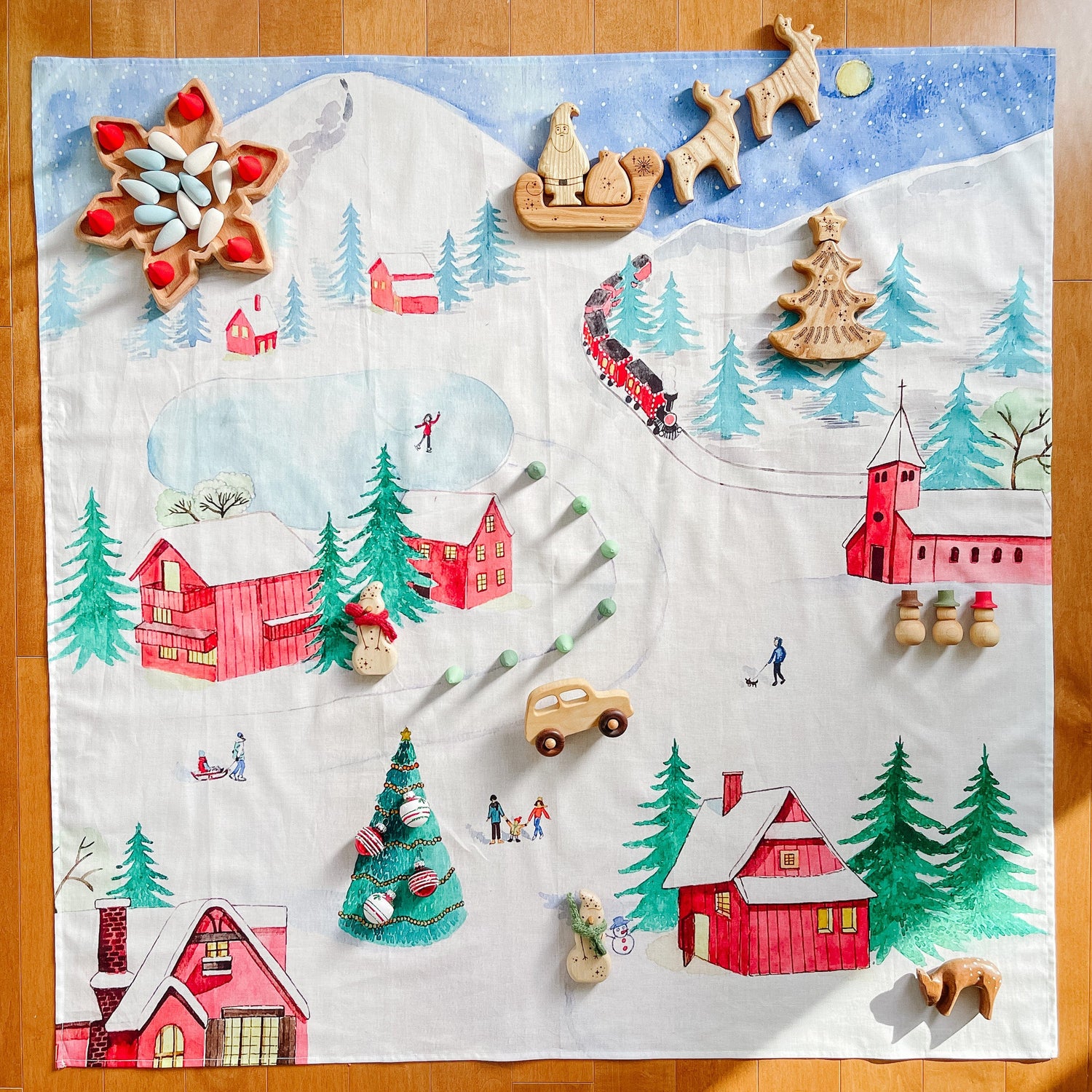 Wondercloths Play Cloths Wondercloths "Winter Village" Vegan Play Cloth "Winter Village" Vegan Play Cloth | Wondercloths