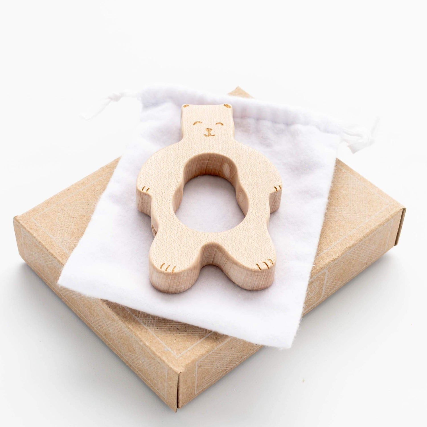 Wooden Story Teether Handmade Wooden Teether (Smiley Bear)