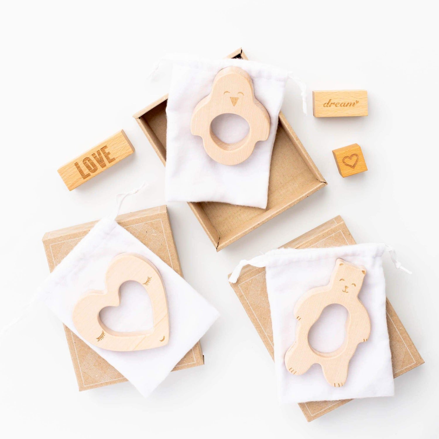 Wooden Story Teether Handmade Wooden Teether (Smiley Bear)